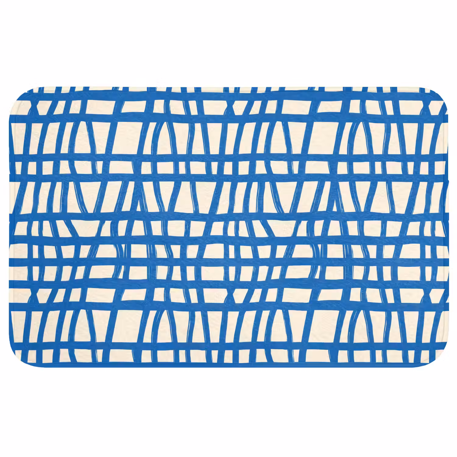 Ruitpatroon - Blauw - Crème WCmat middel 1009 -3d