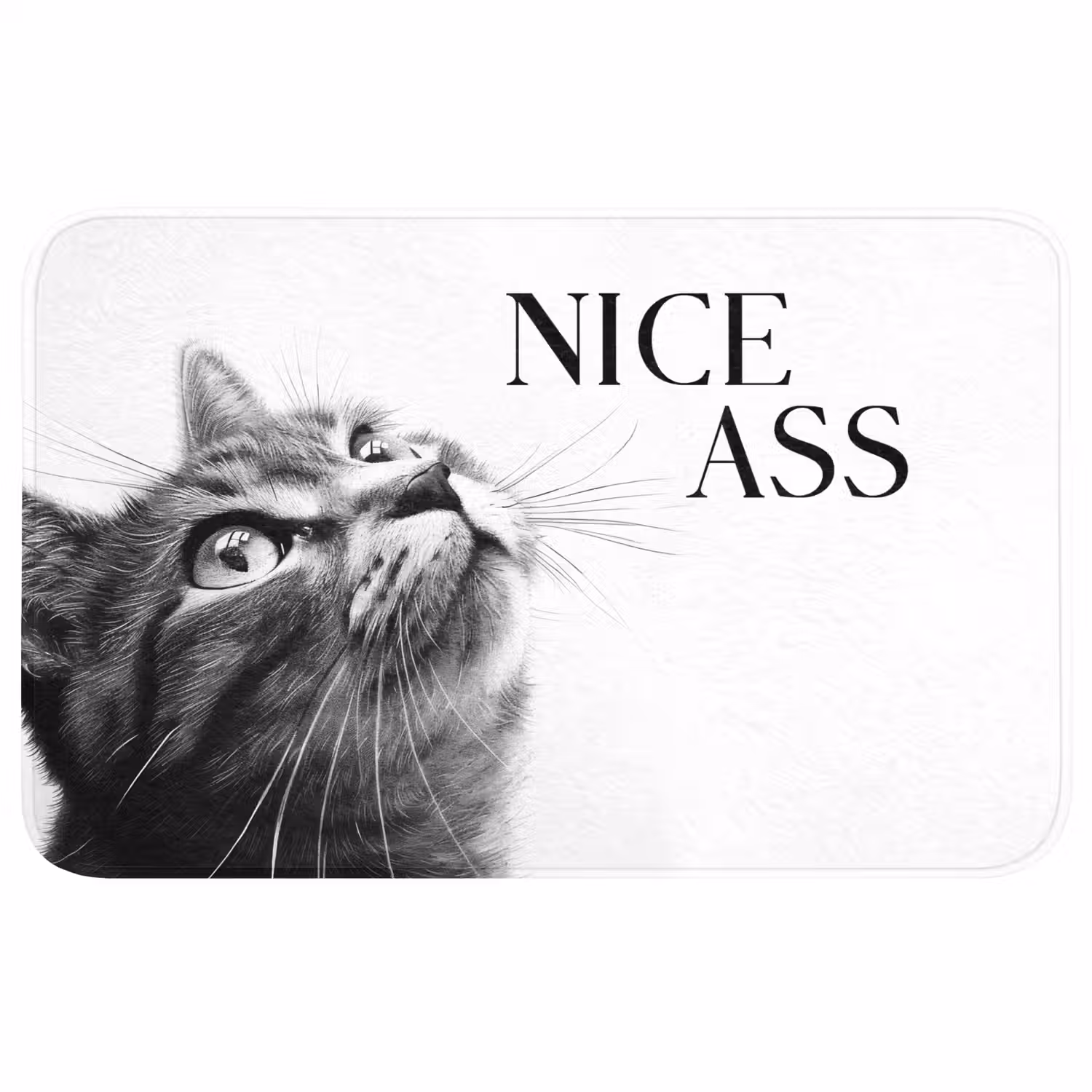 Katten - Nice ass - Quote - Zwart wit - Spreuken WCmat middel -3d