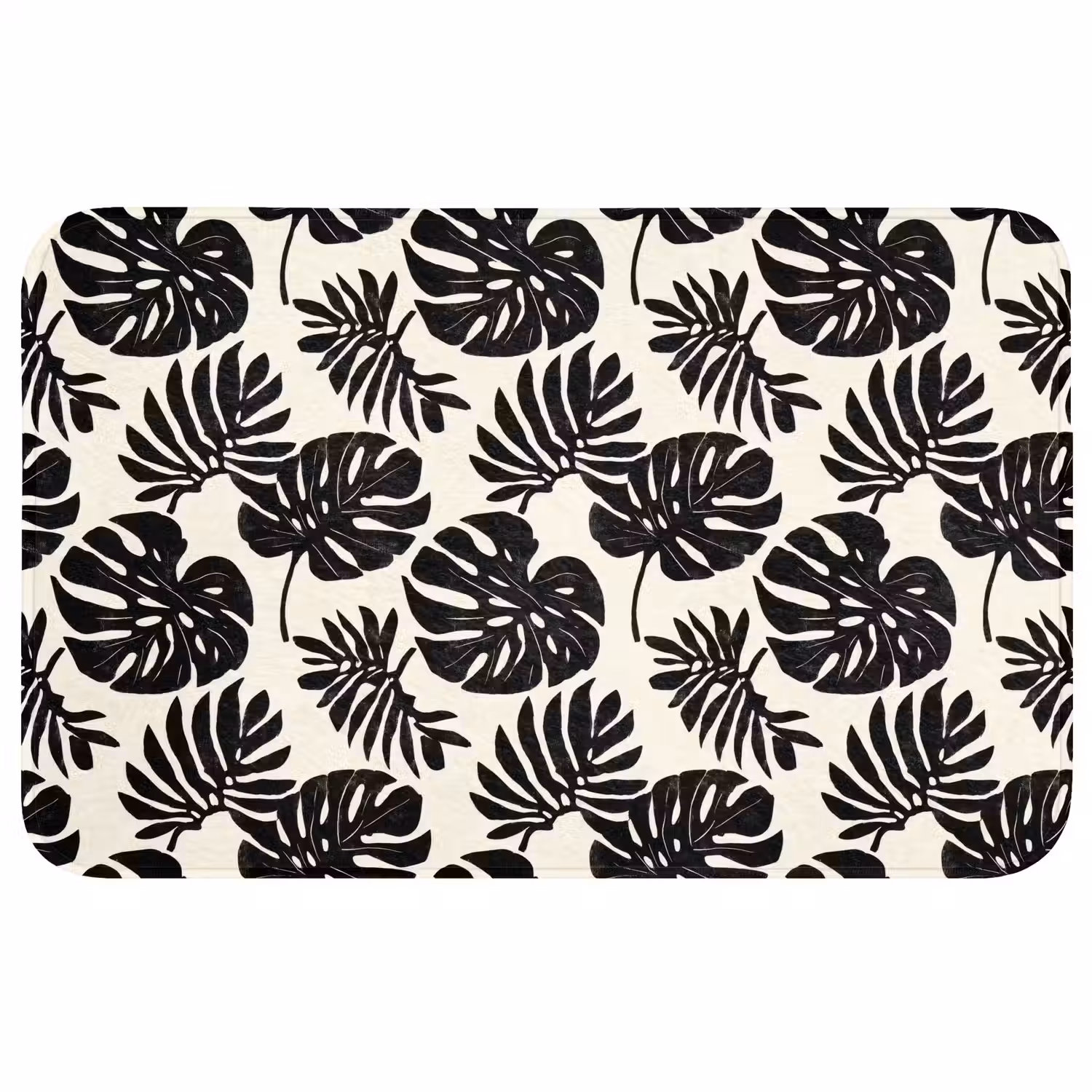 Modern - Monstera - Zwart WCmat middel 1009 -3d