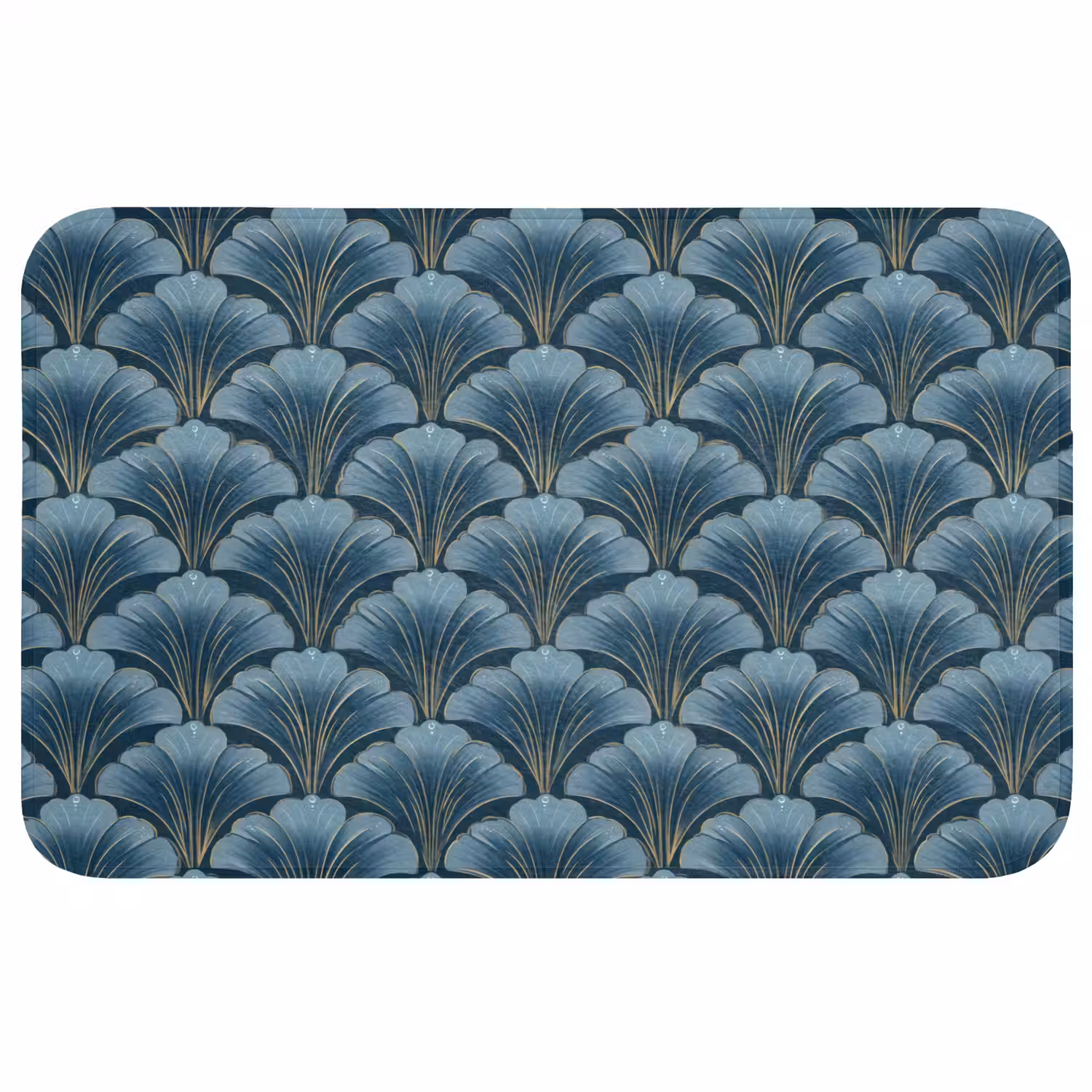 Patroon - Ginkgoblad - Blauw WCmat middel 1009 -3d