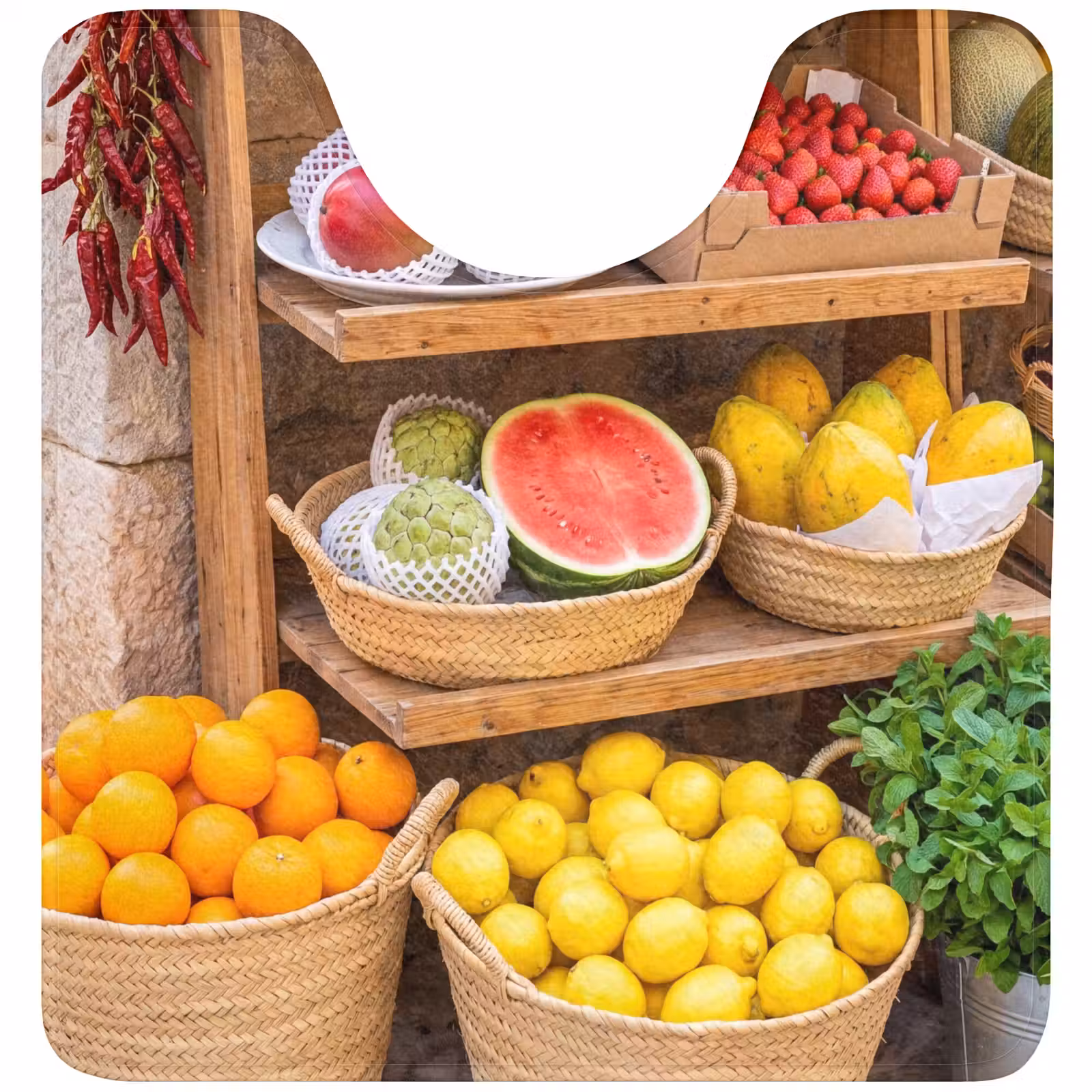 WC Vorleger - Obst – Markt – Frisch - Fruit - Markt - Vers WCmat U-uitsnede middel