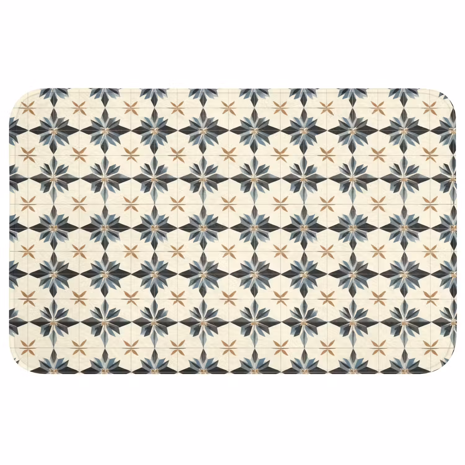Sierlijk - Ornament - Blauw WCmat middel 1009 -3d