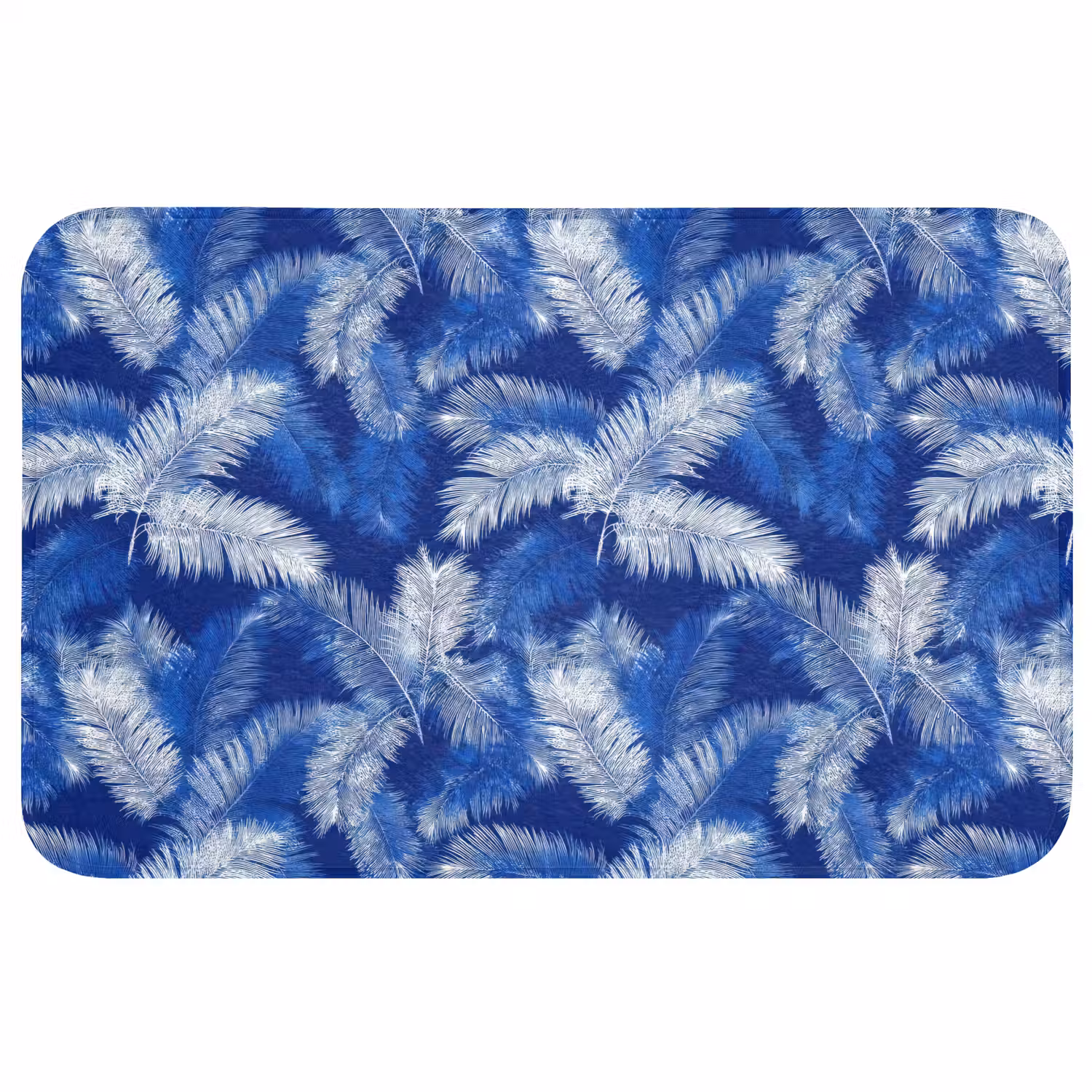 Palmblad - Patroon - Blauw WCmat middel 1009 -3d