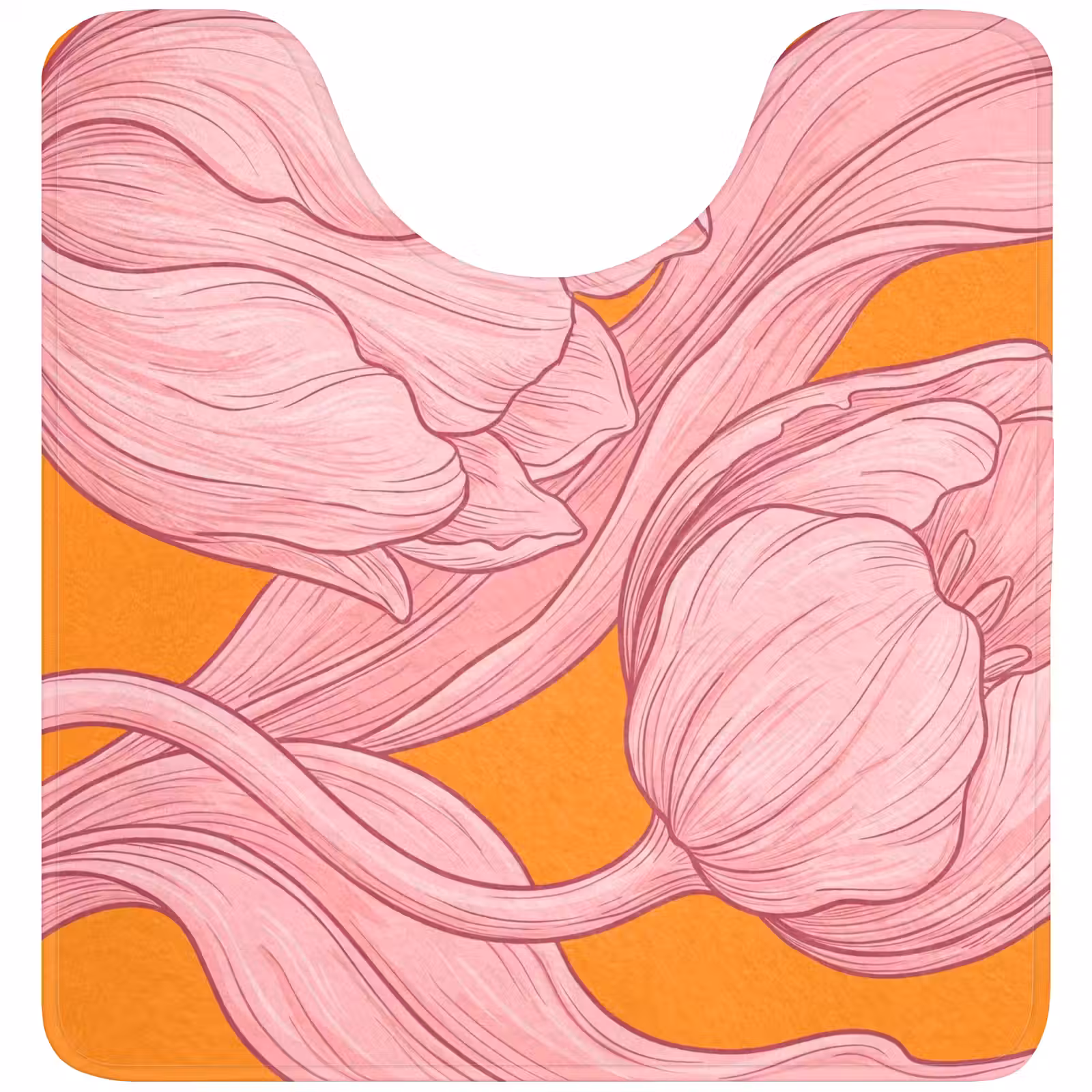 WC Vorleger - Rosa Blumen – Modern - Roze bloemen - Modern WCmat U-uitsnede middel