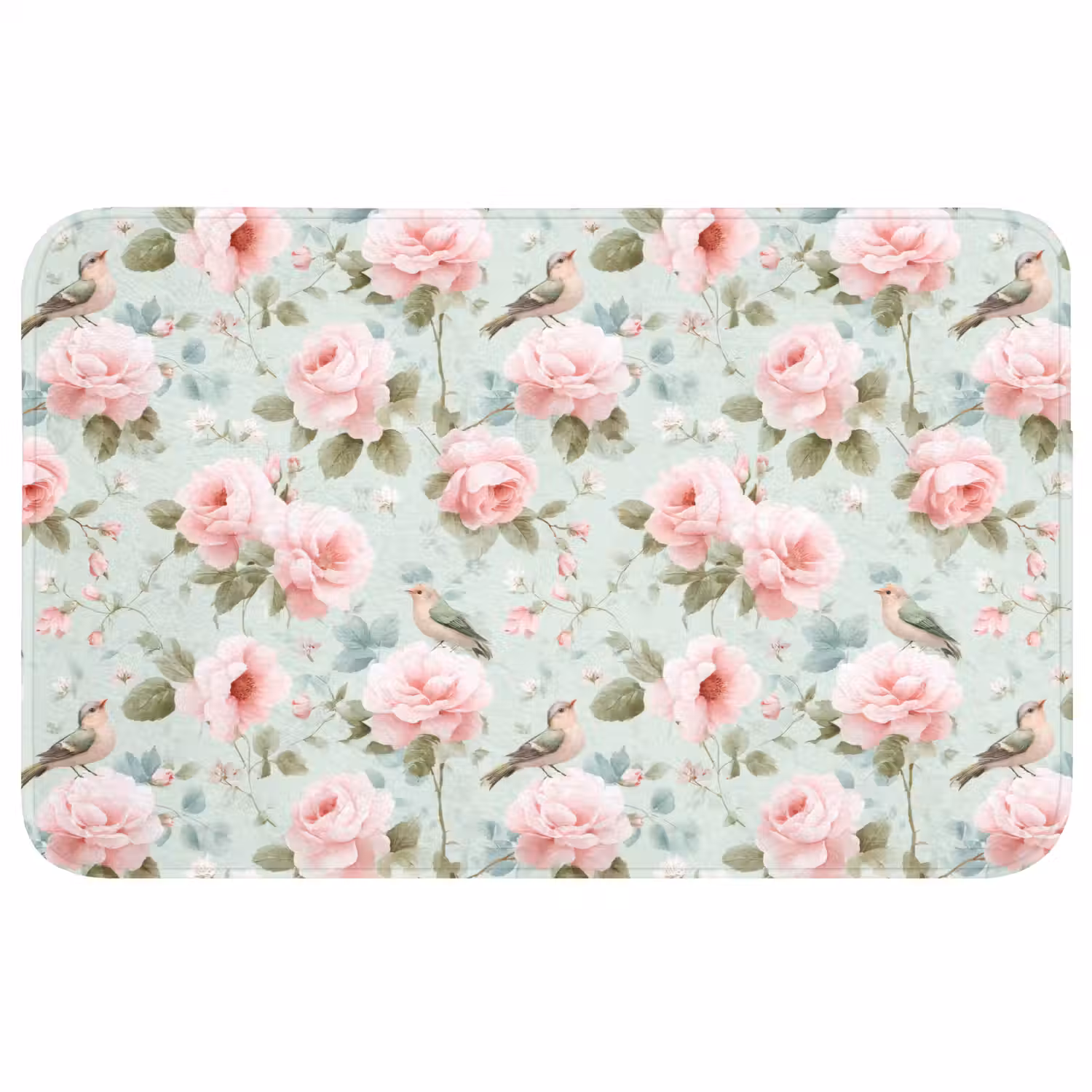 Rozen - Vogels - Pastel - Kleurrijk WCmat middel 1009 -3d