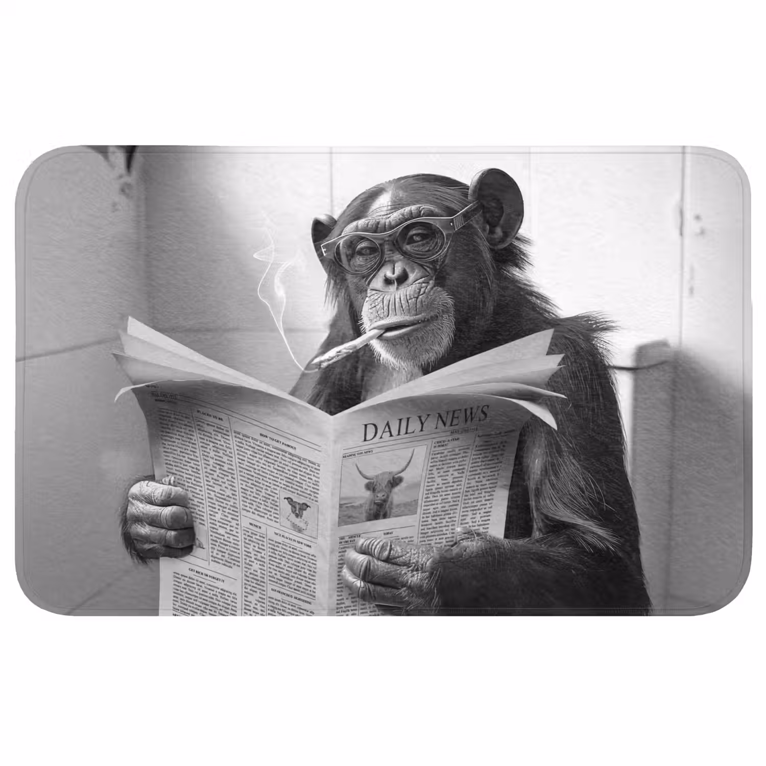 Chimpansee - Aap - Krant - WC - Humor WCmat middel -3d