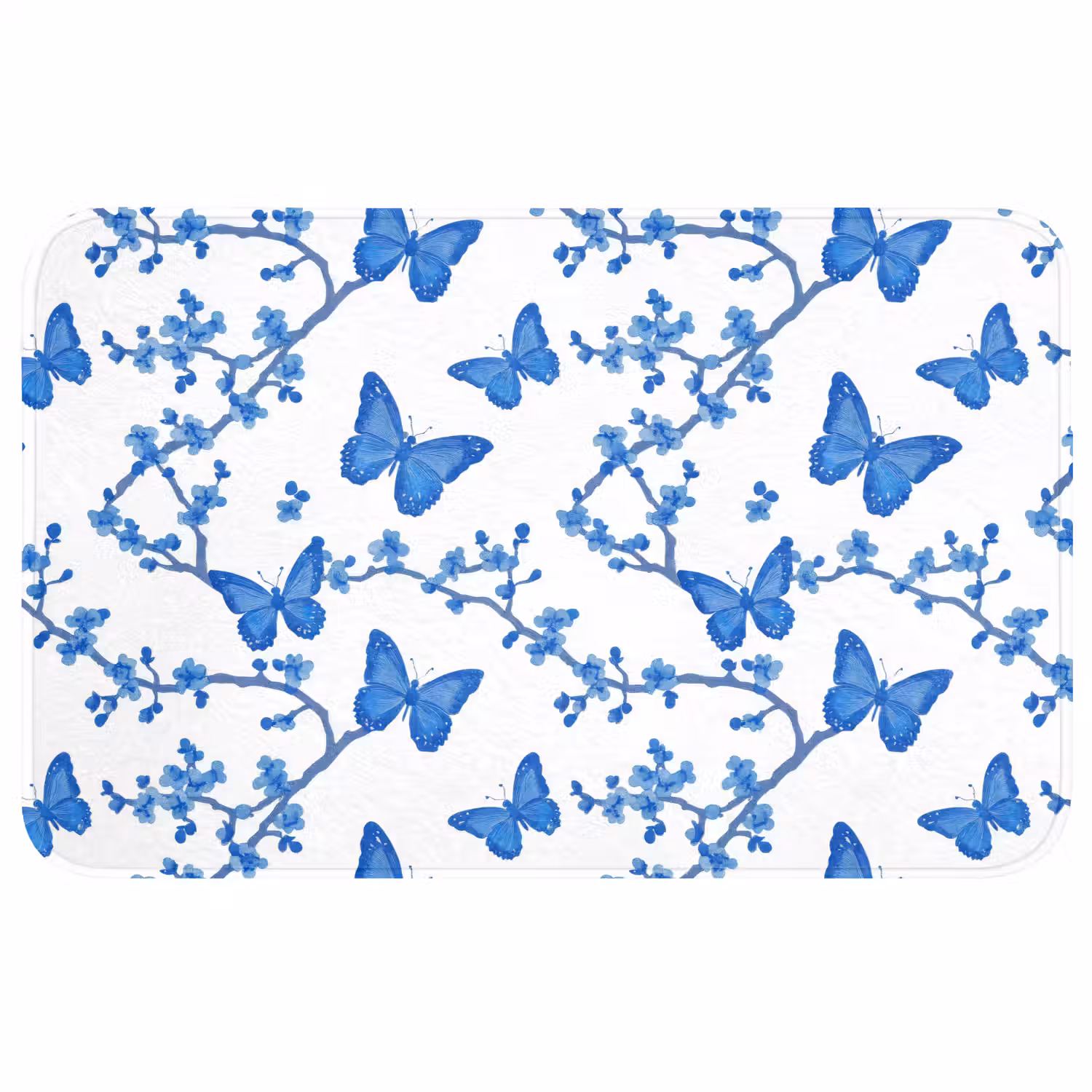Vlinder - Bloemen - Blauw WCmat middel 1009 -3d