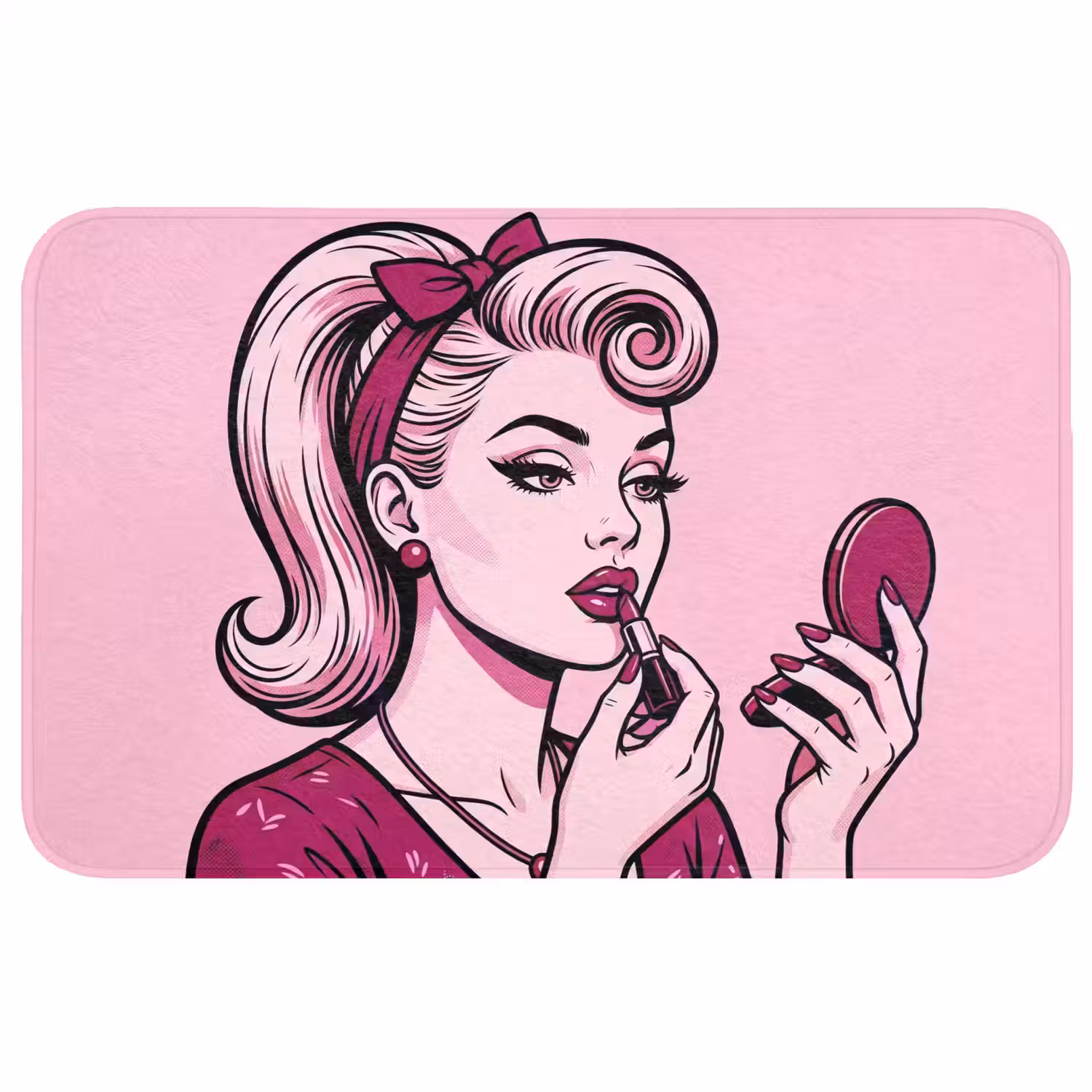 Vintage - Vrouw - Roze WCmat middel -3d