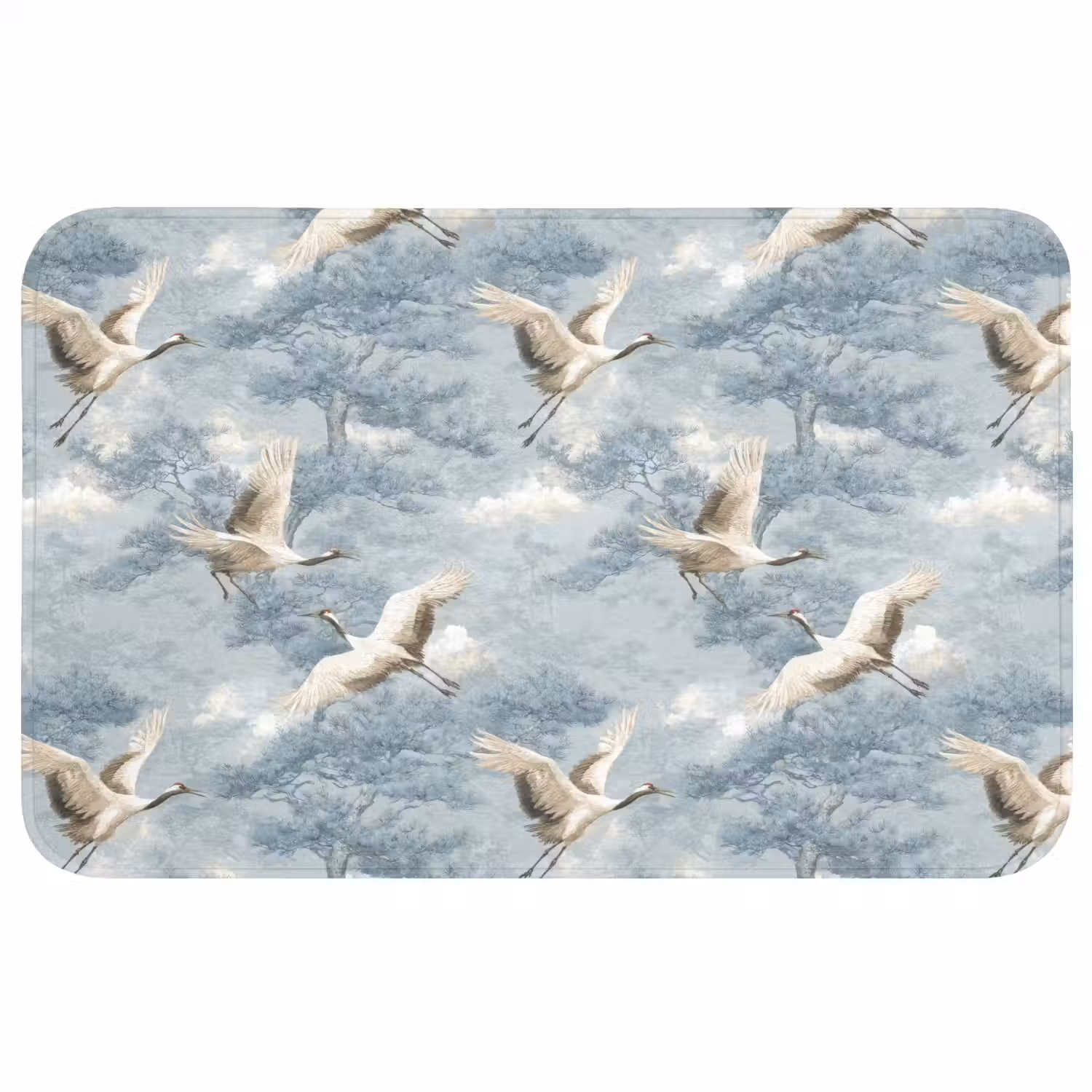 Wolken - Kraanvogels - Blauw WCmat middel 1009 -3d
