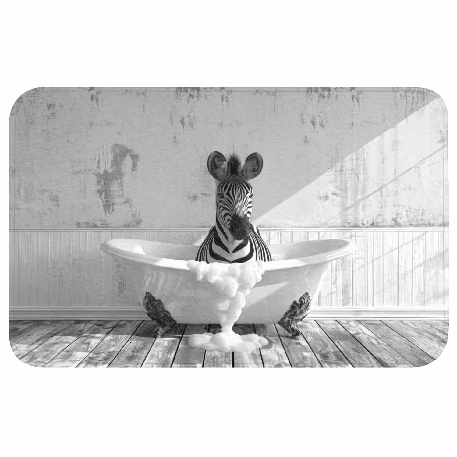 Zebra - Wilde dieren - Vintage - Zwart - Wit WCmat middel -3d