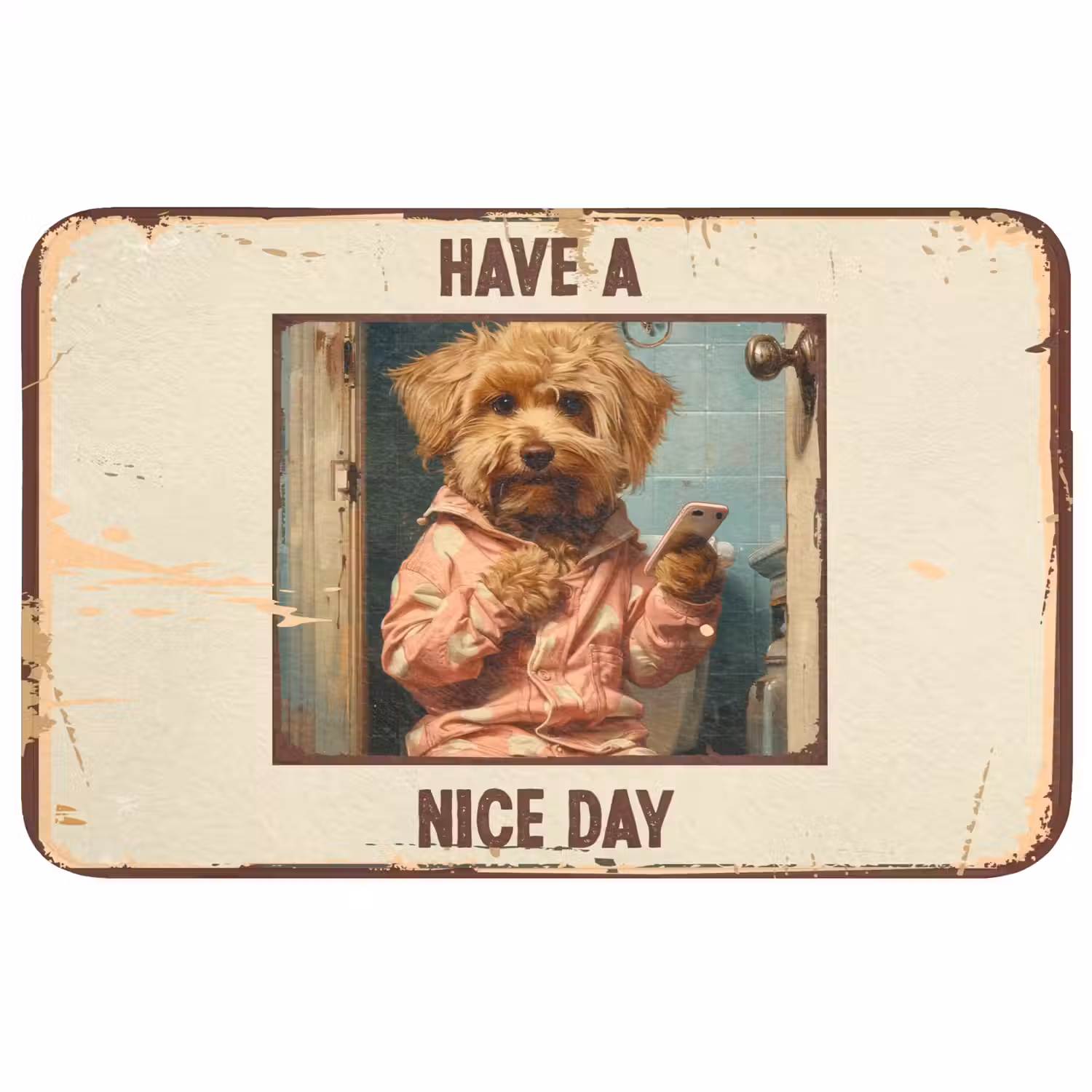 Quotes - Hond - Have a nice day - Vintage - Spreuk WCmat middel -3d