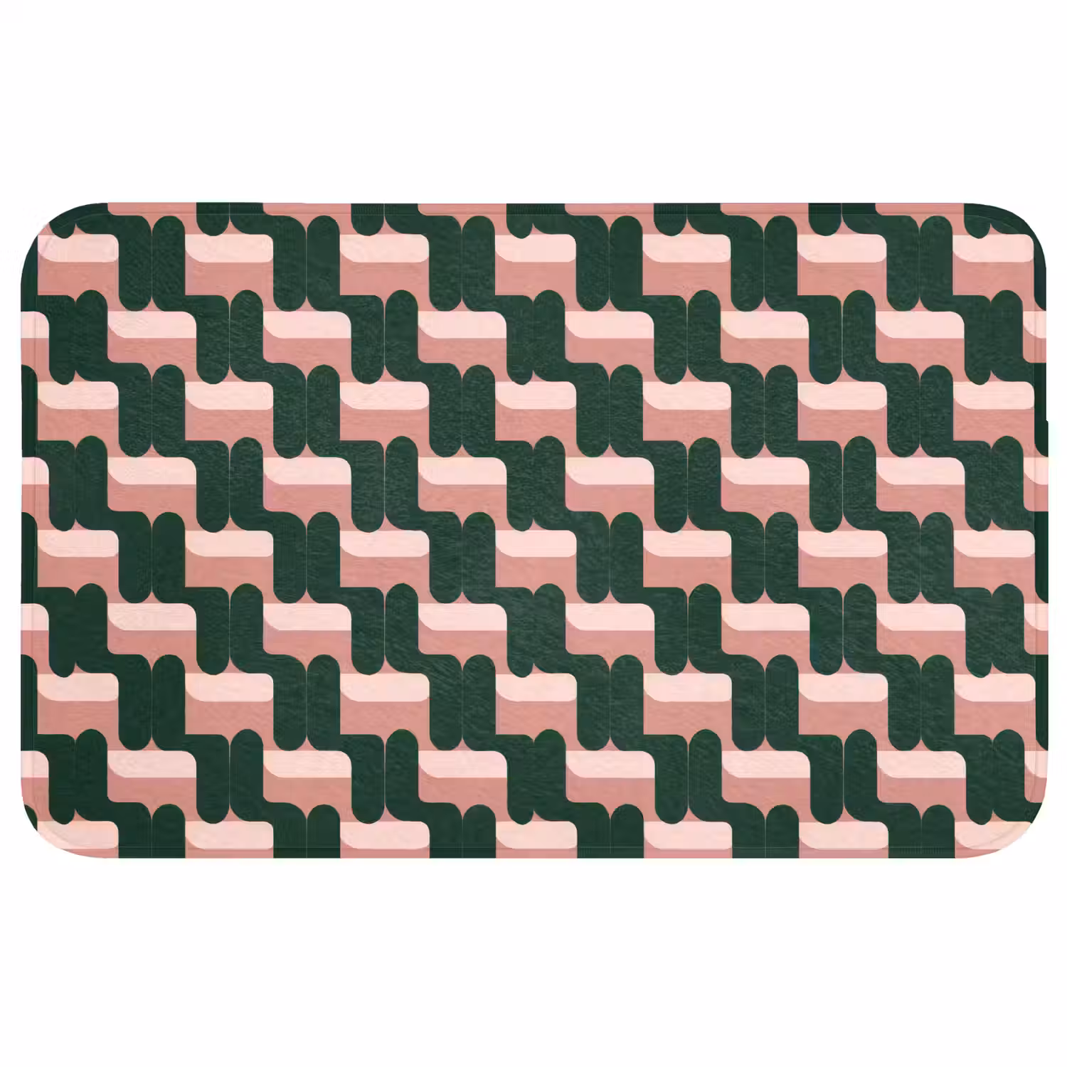 Vlechtpatroon - Groen - Roze - Geometrisch WCmat middel 1009 -3d