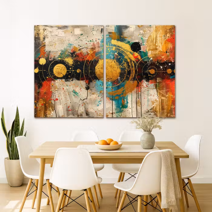 Leinwandbild - 2-teilig - Abstrakt - Gold - Formen