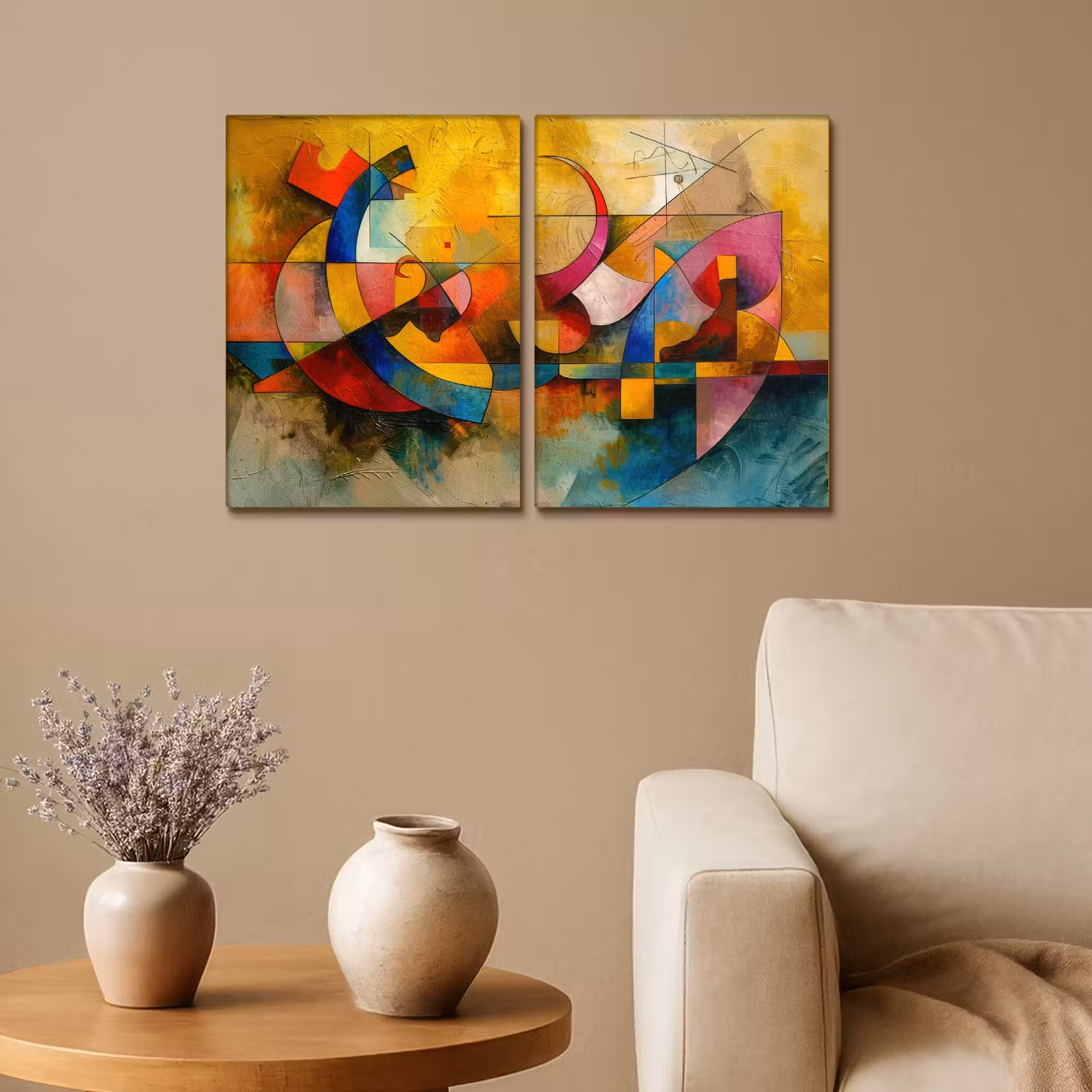 Leinwandbild - 2-teilig - Bunt - Geometrisch - Abstrakt