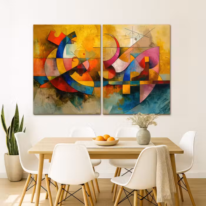 Leinwandbild - 2-teilig - Bunt - Geometrisch - Abstrakt