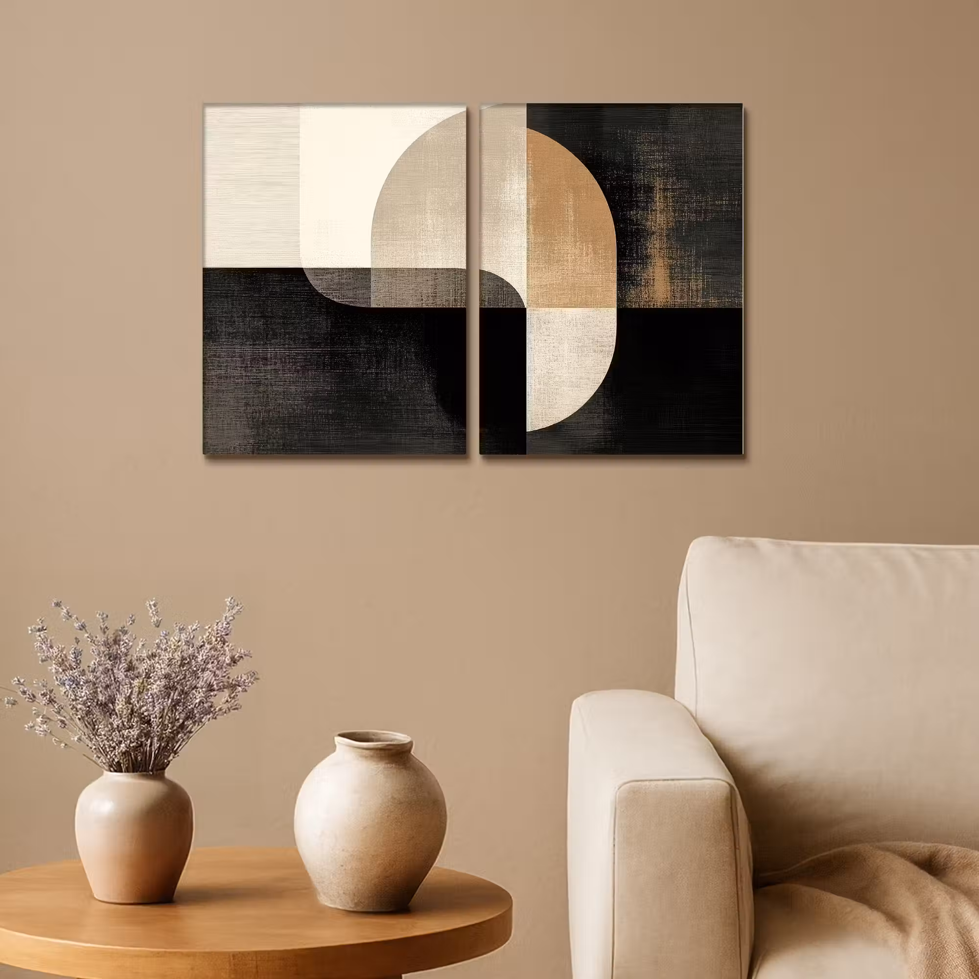 Leinwandbild - 2-teilig - Formen - Abstrakt - Gold