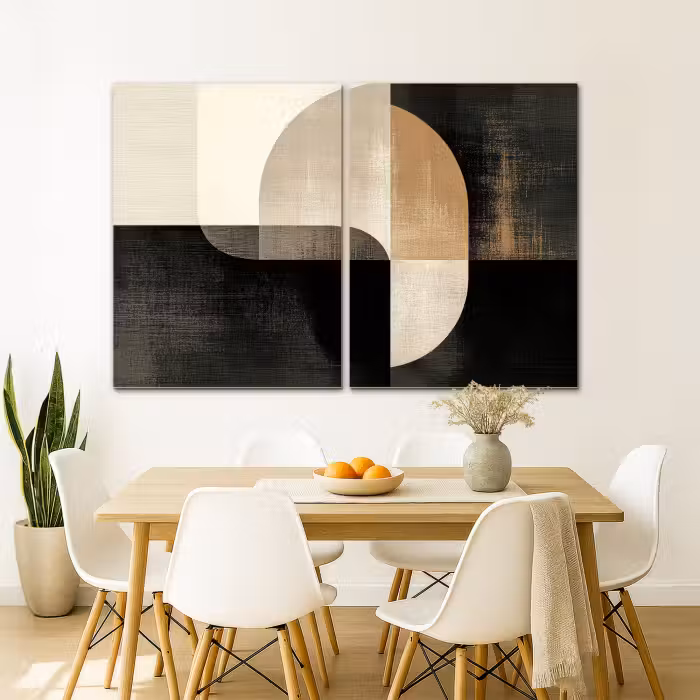 Leinwandbild - 2-teilig - Formen - Abstrakt - Gold
