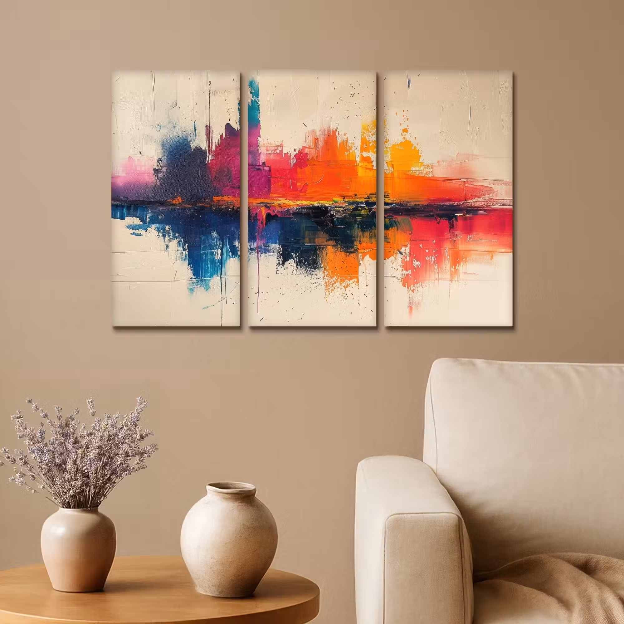 Leinwandbild - 3-teilig - Farbenfroh - Abstrakt - Lackoptik - Modern