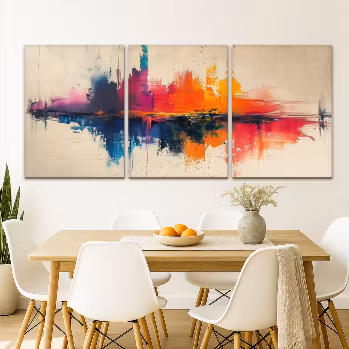 Leinwandbild - 3-teilig - Farbenfroh - Abstrakt - Lackoptik - Modern