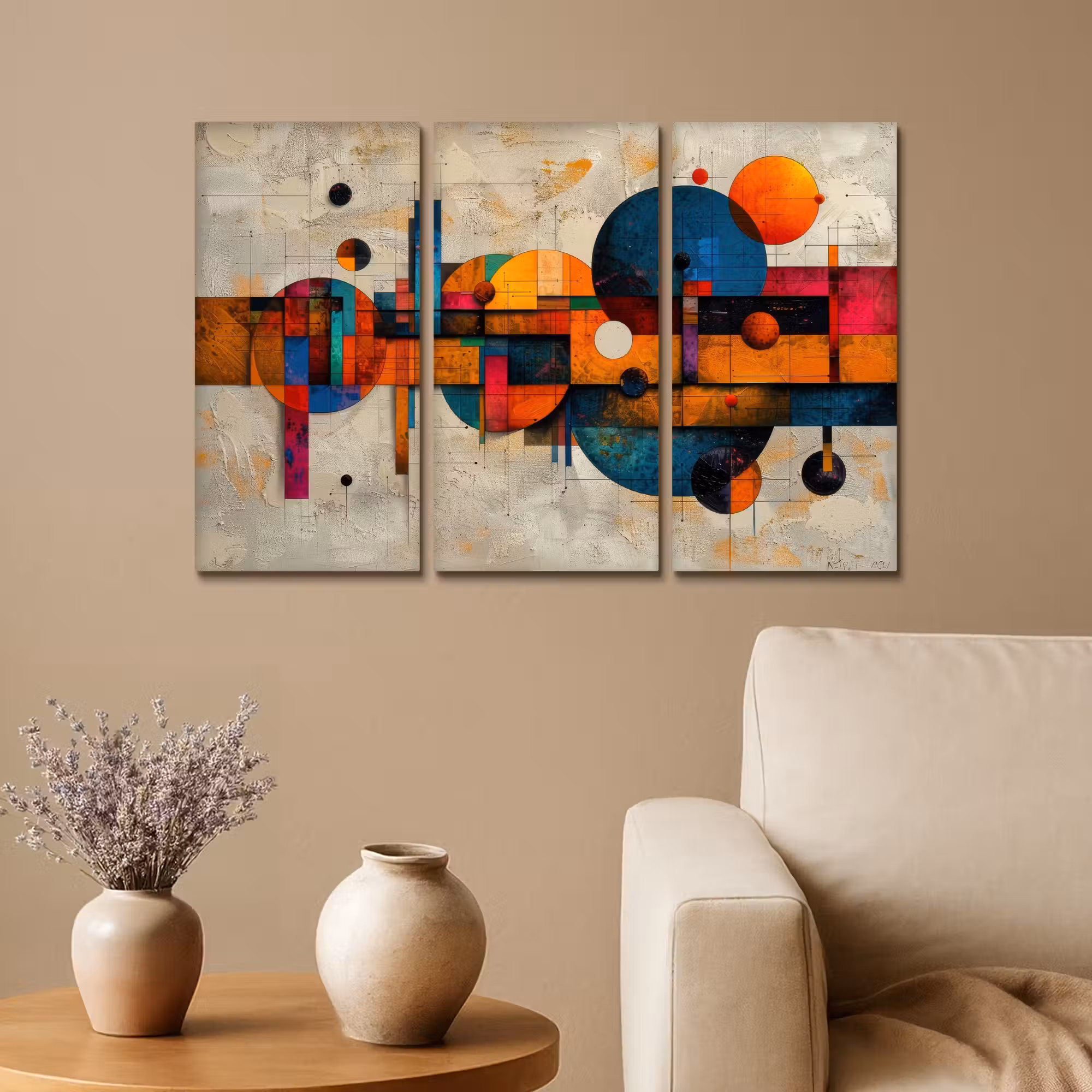 Leinwandbild - 3-teilig - Farbenfroh - Geometrisch - Abstrakt - Ästhetisch