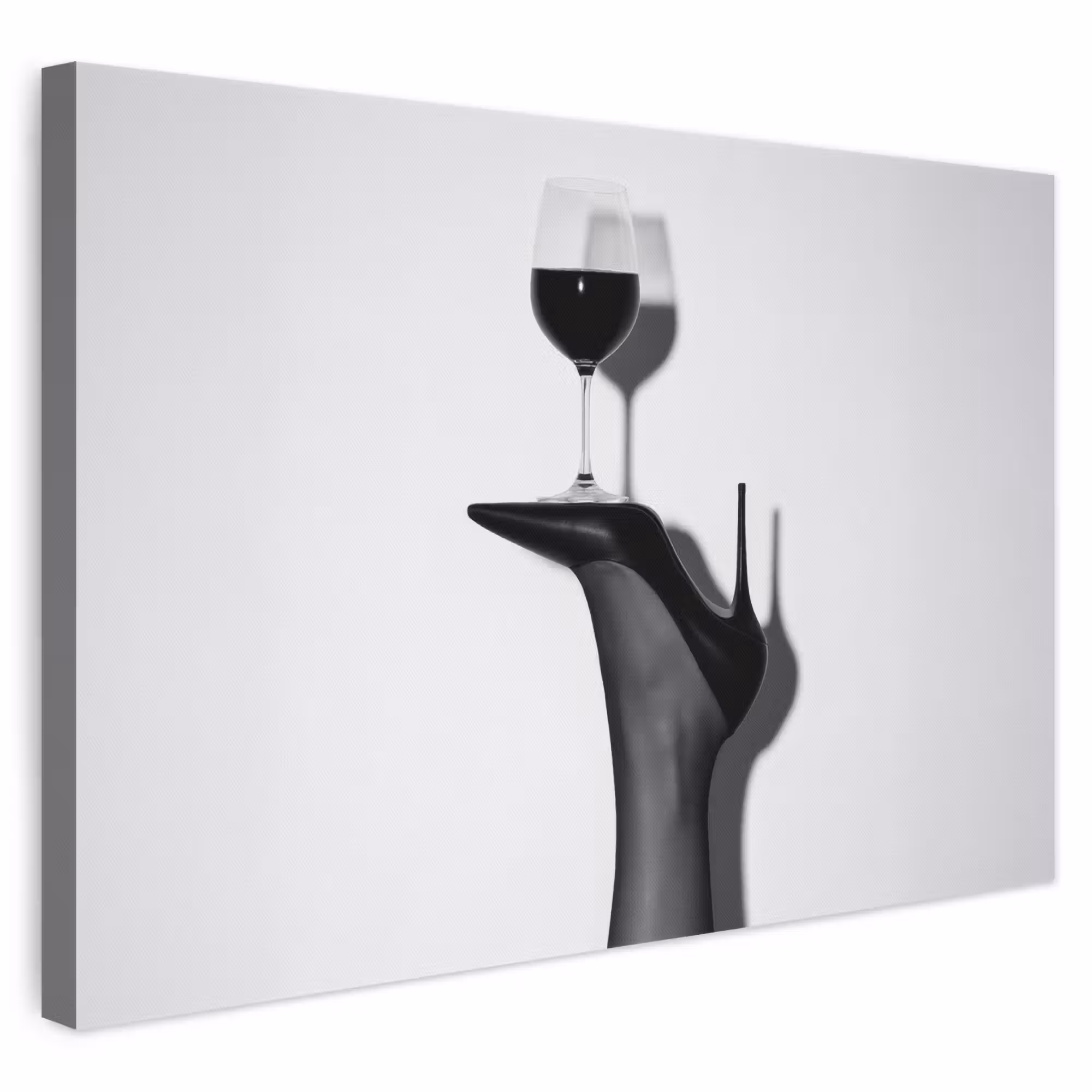 Leinwandbild - Absatz - Wein - Minimalistisch - Schwarz
