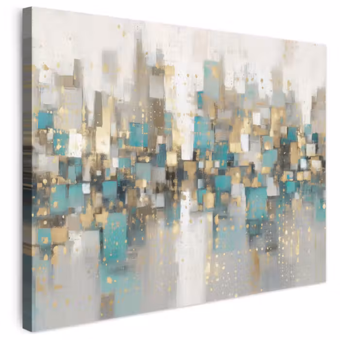 Leinwandbild - Abstrakt - Blöcke - Gold - Skyline