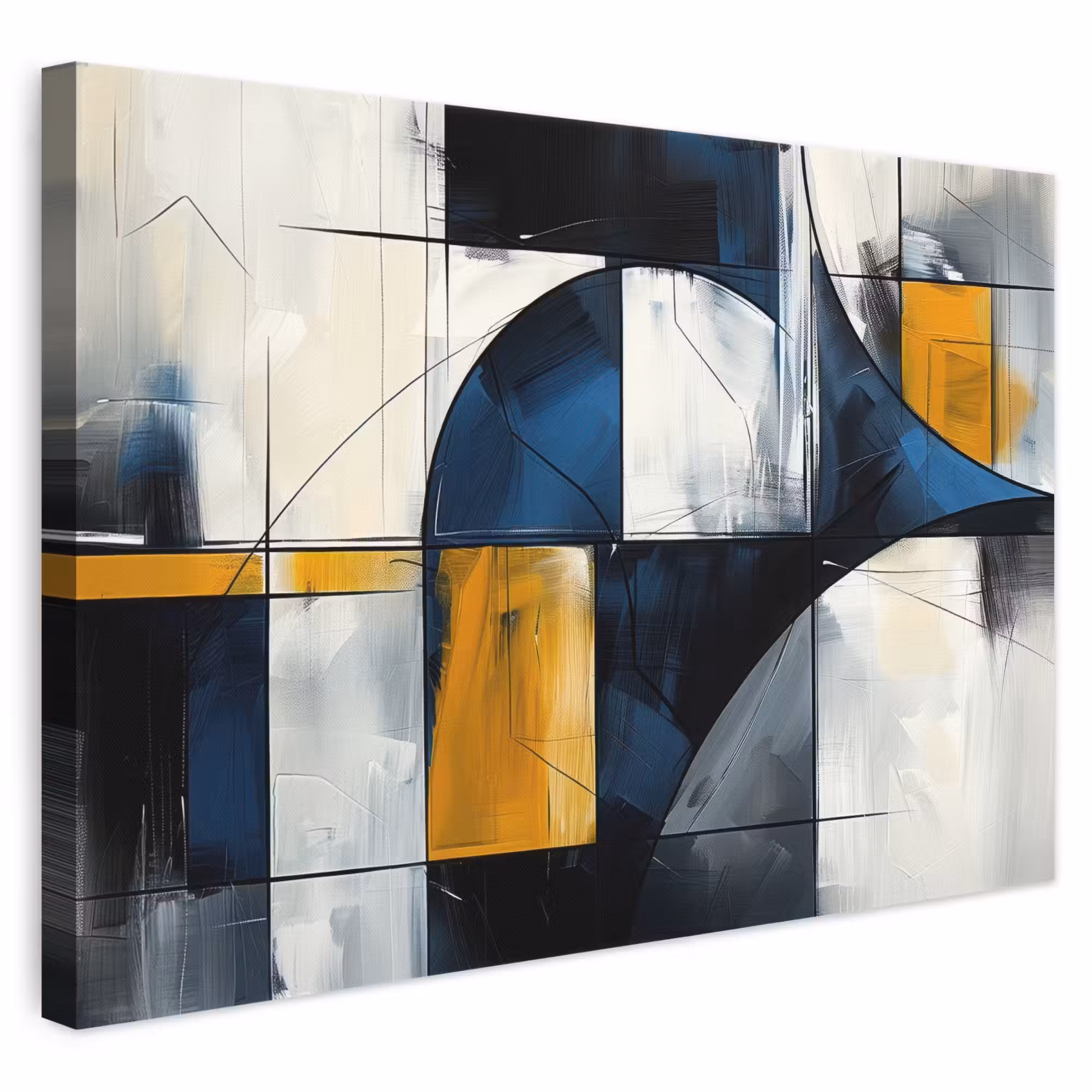 Leinwandbild - Abstrakt - Formen - Gold - Blau - Geometrisch