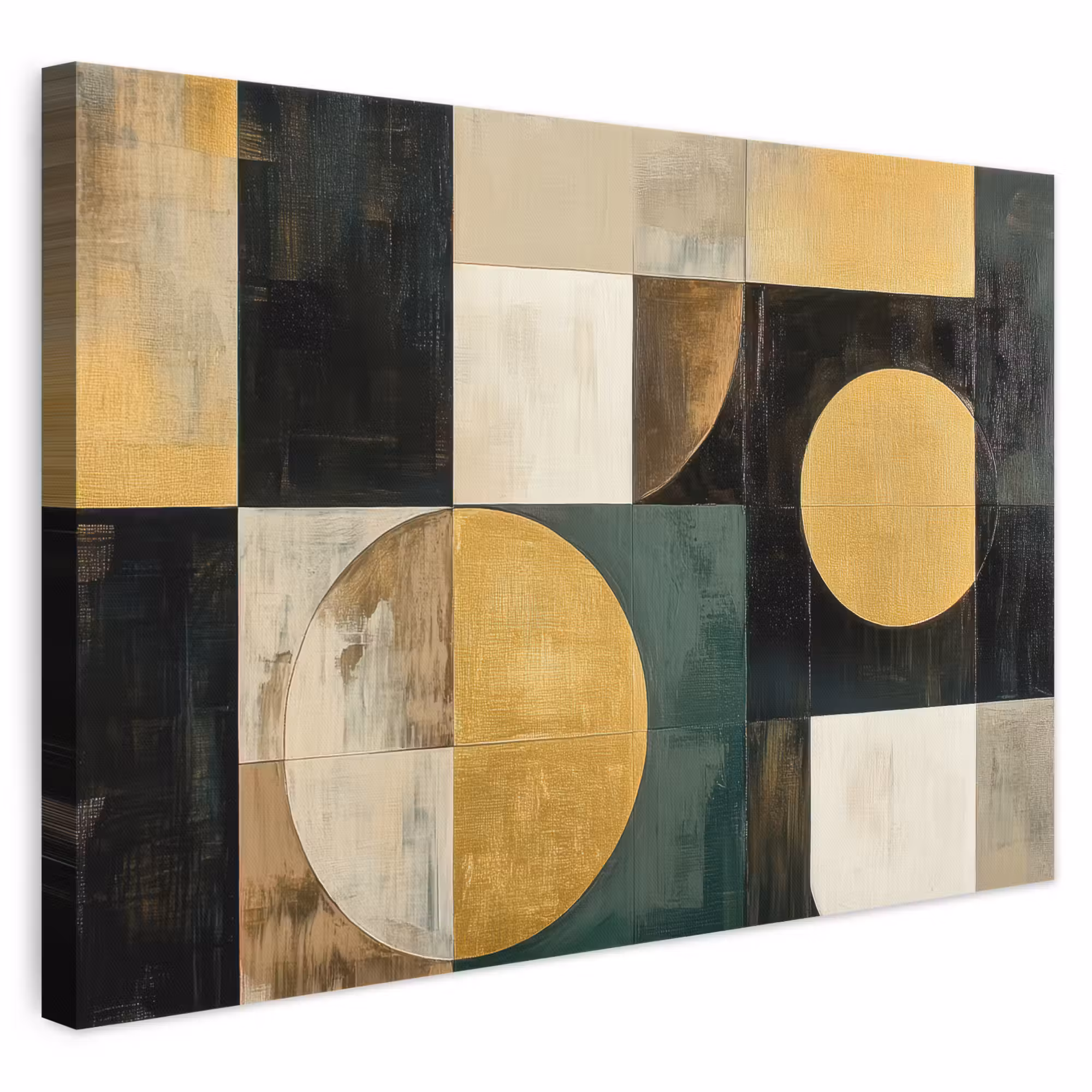 Leinwandbild - Abstrakt - Gold - Bronze - Formen - Geometrisch
