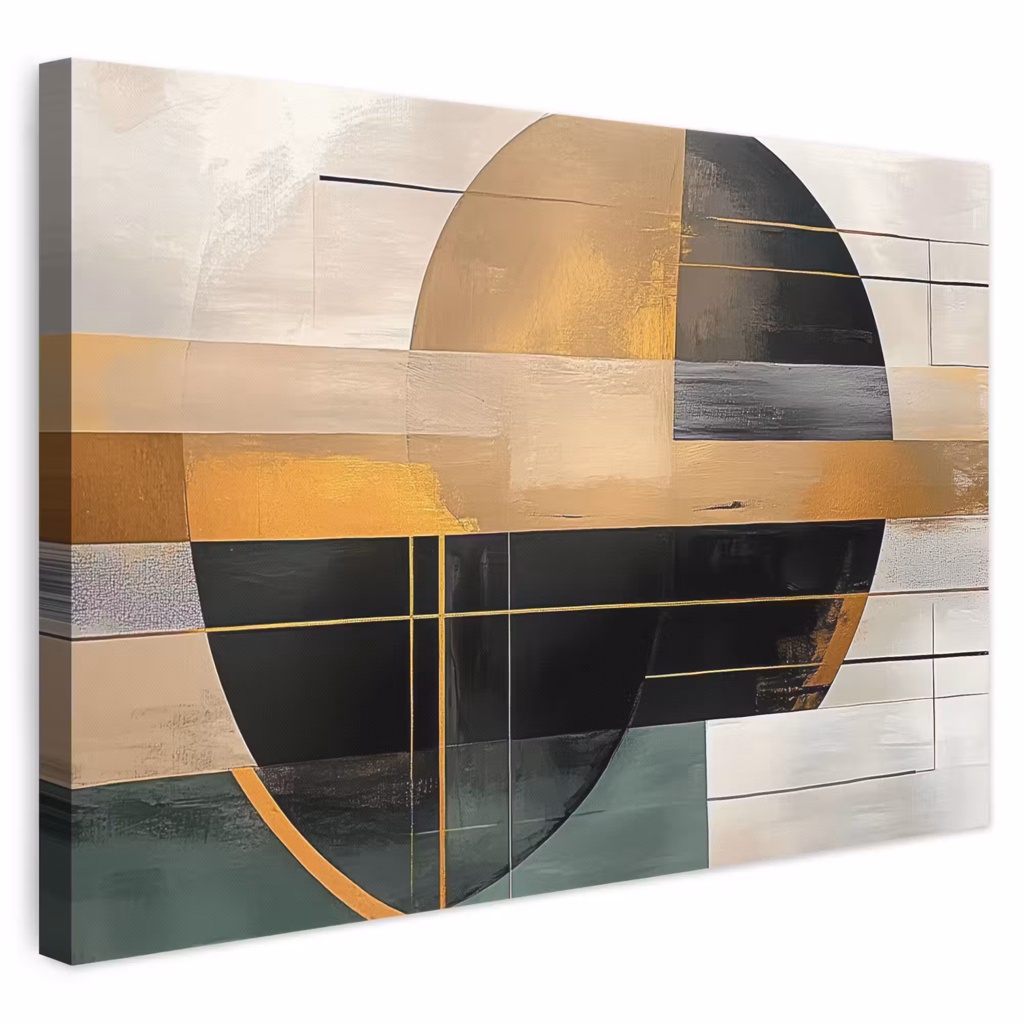 Leinwandbild - Abstrakt - Gold - Bronze - Grün - Formen - Modern