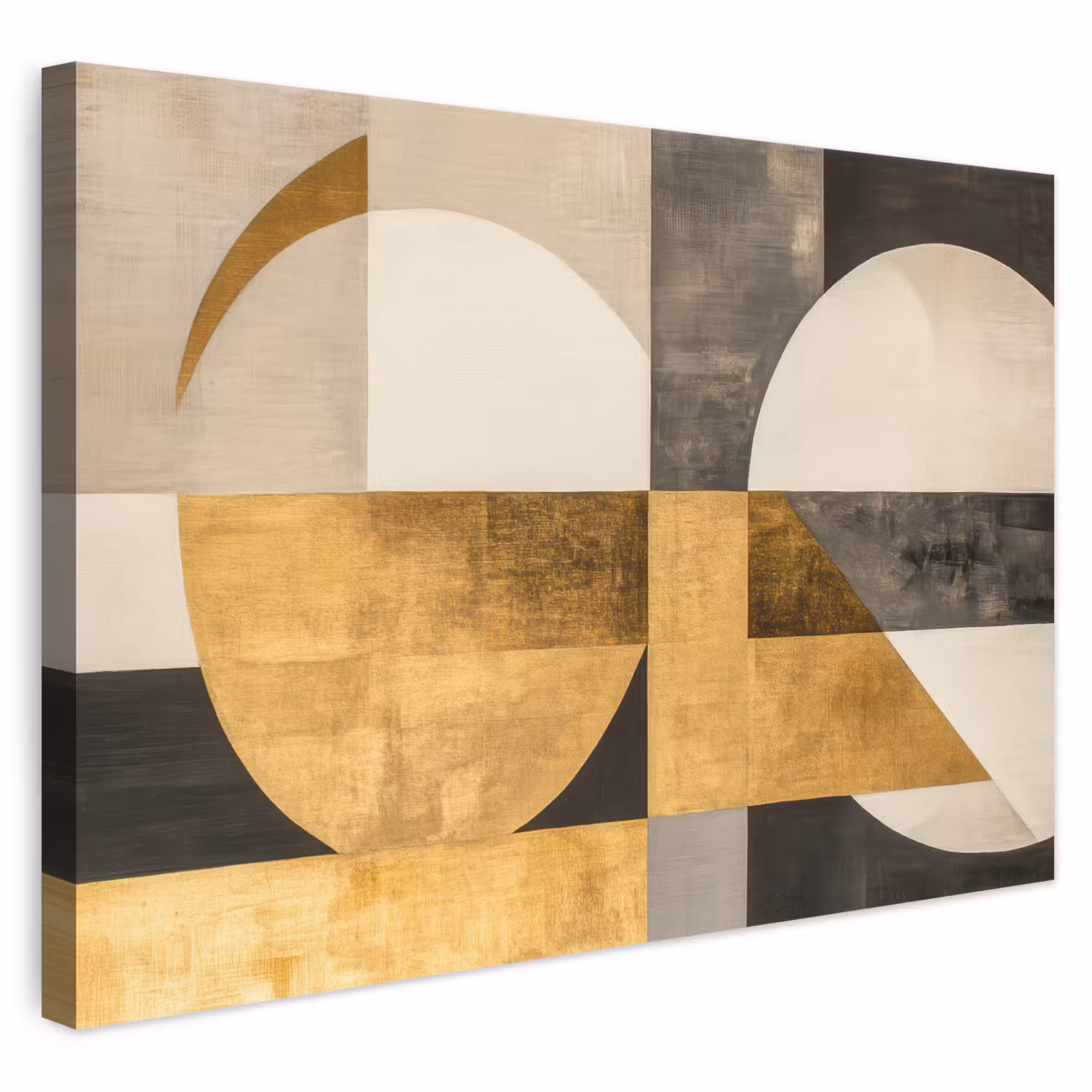 Leinwandbild - Abstrakt - Gold - Grau - Formen - Geometrisch