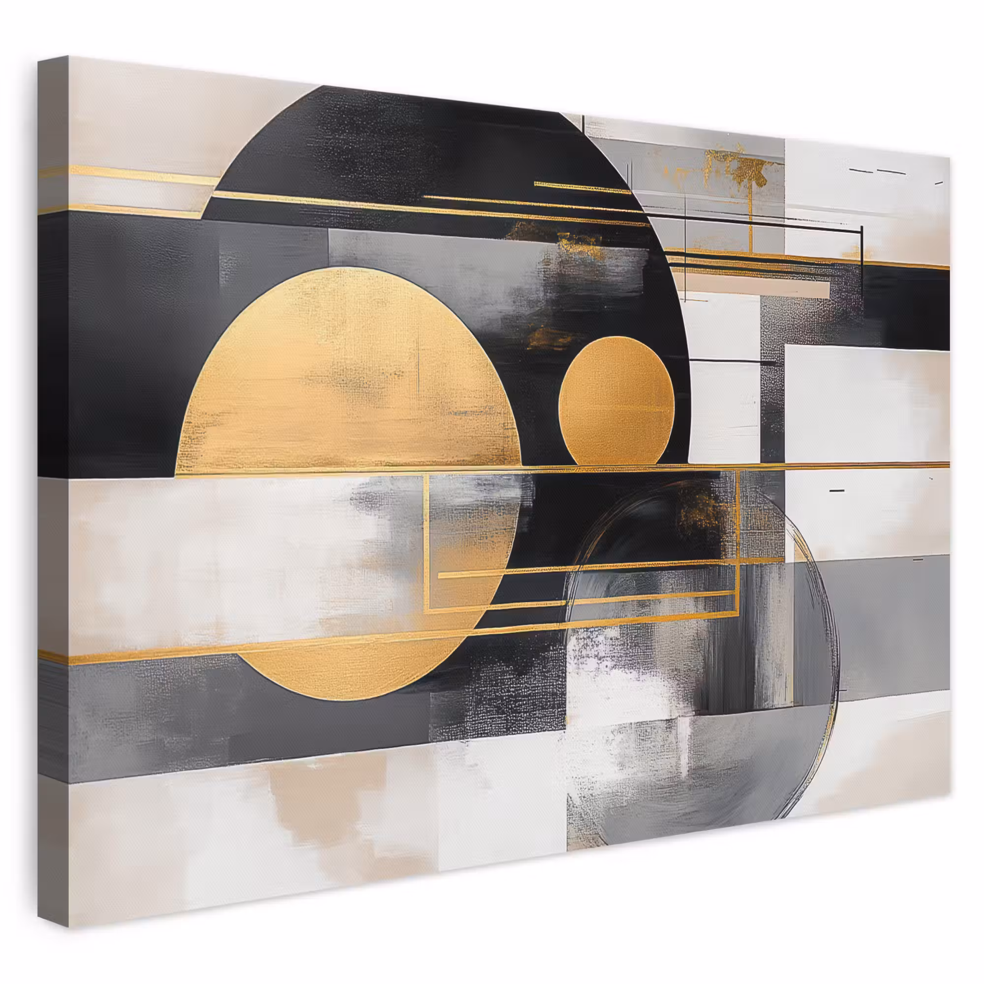 Leinwandbild - Abstrakt - Gold - Silber - Formen - Ästhetisch - Modern