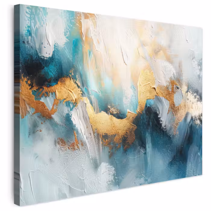 Leinwandbild - Abstrakt - Kunst - Gold - Blau