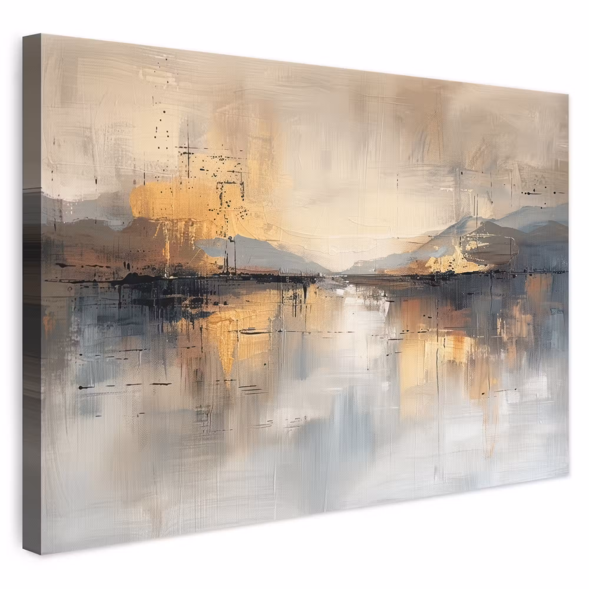 Leinwandbild - Abstrakt - Modern - Beige - Ästhetisch - Gold