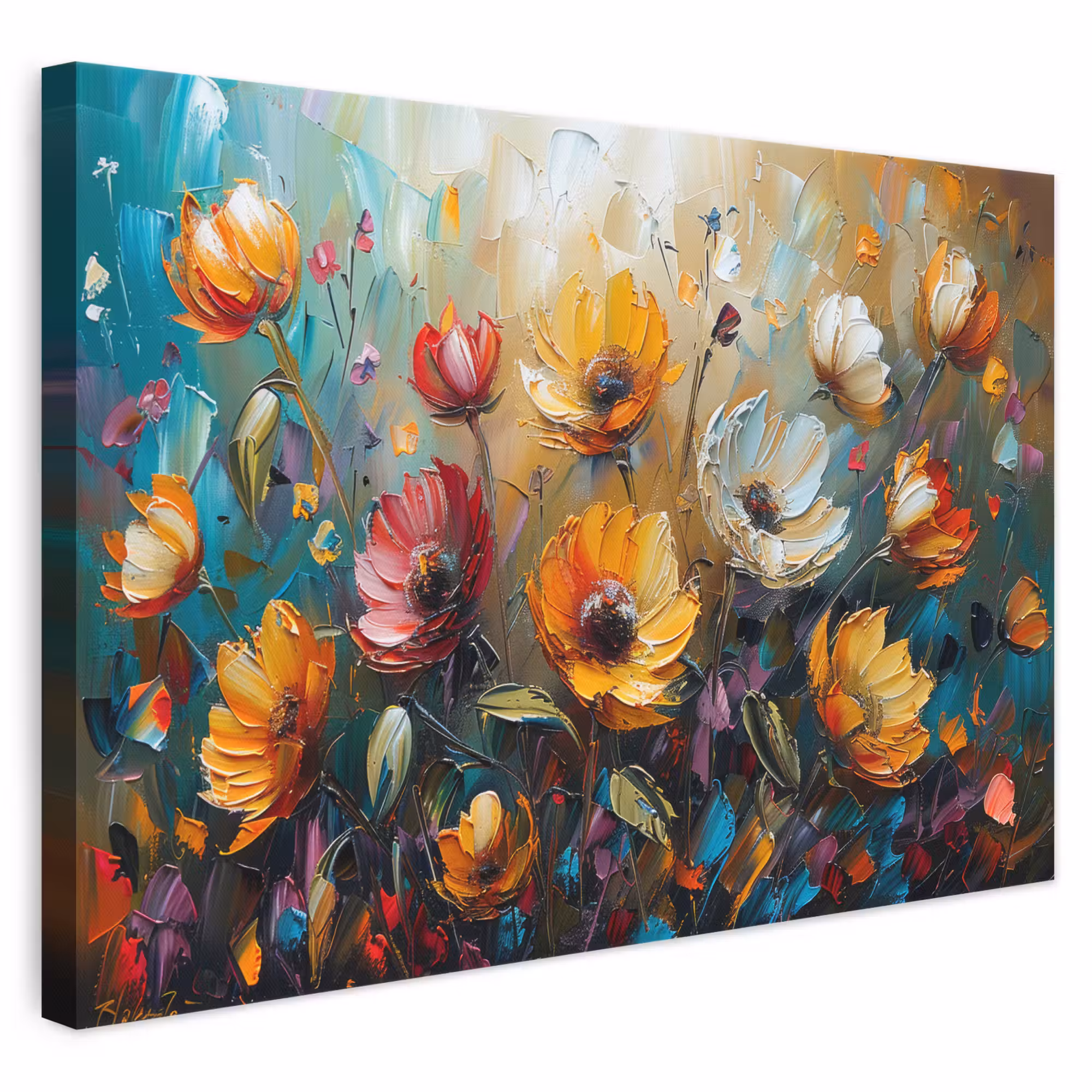 Leinwandbild - Aquarell - Blumen - Kunst - Modern