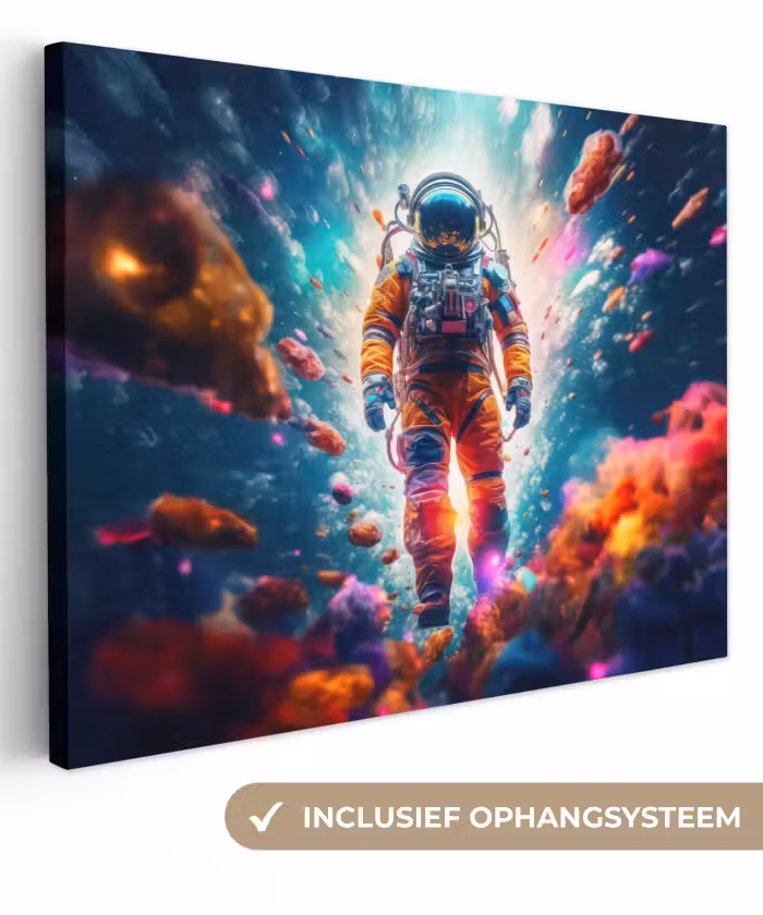 Leinwandbild - Astronaut - Neon - Meteorit - Neon
