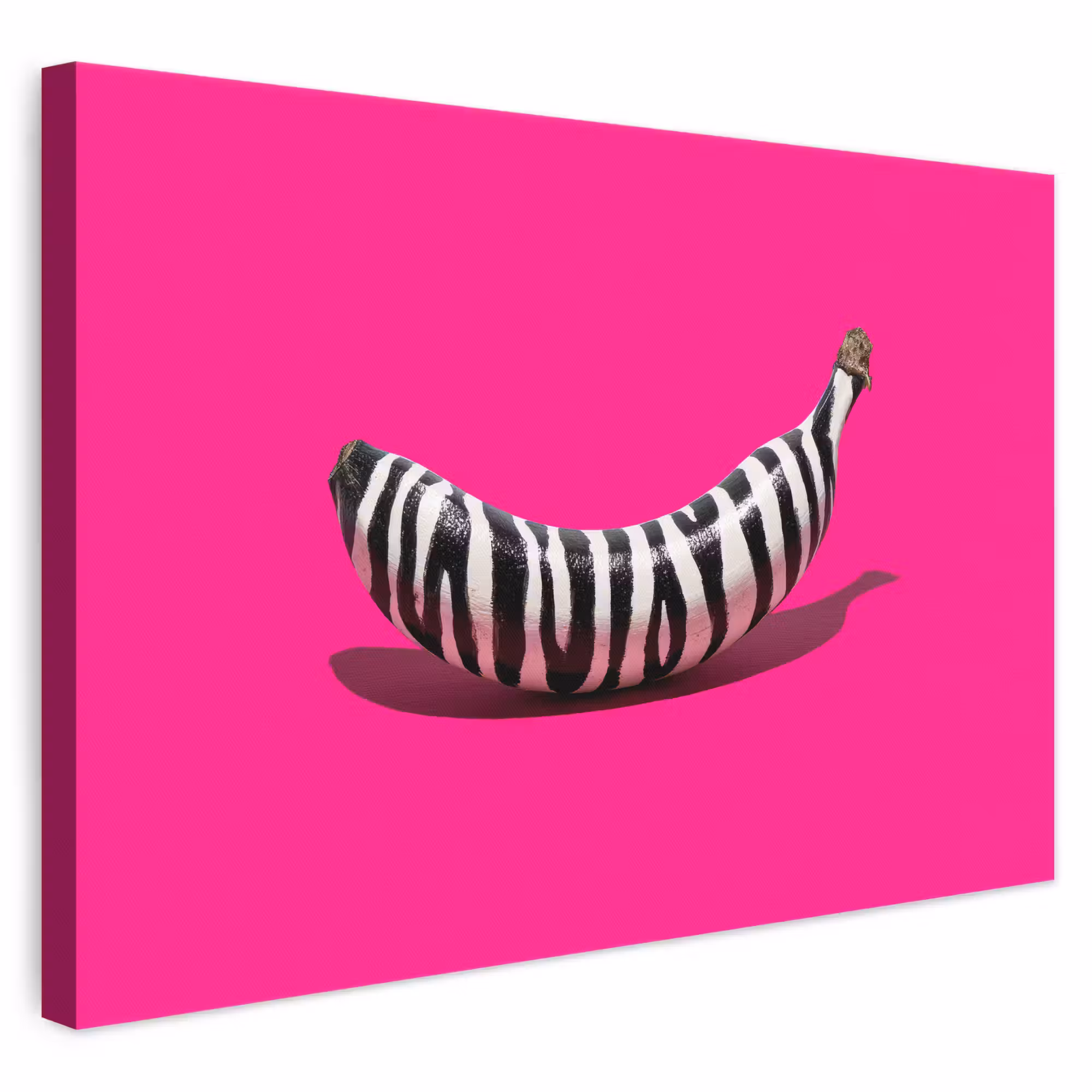 Leinwandbild - Banane - Zebramuster - Rosa