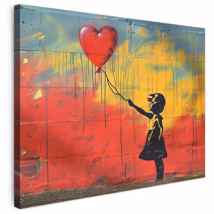 Leinwandbild - Banksy - Kunst - Graffiti - Mädchen - Straßenkunst