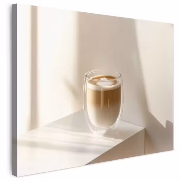 Leinwandbild - Becher - Latte - Minimalistisch - Schatten