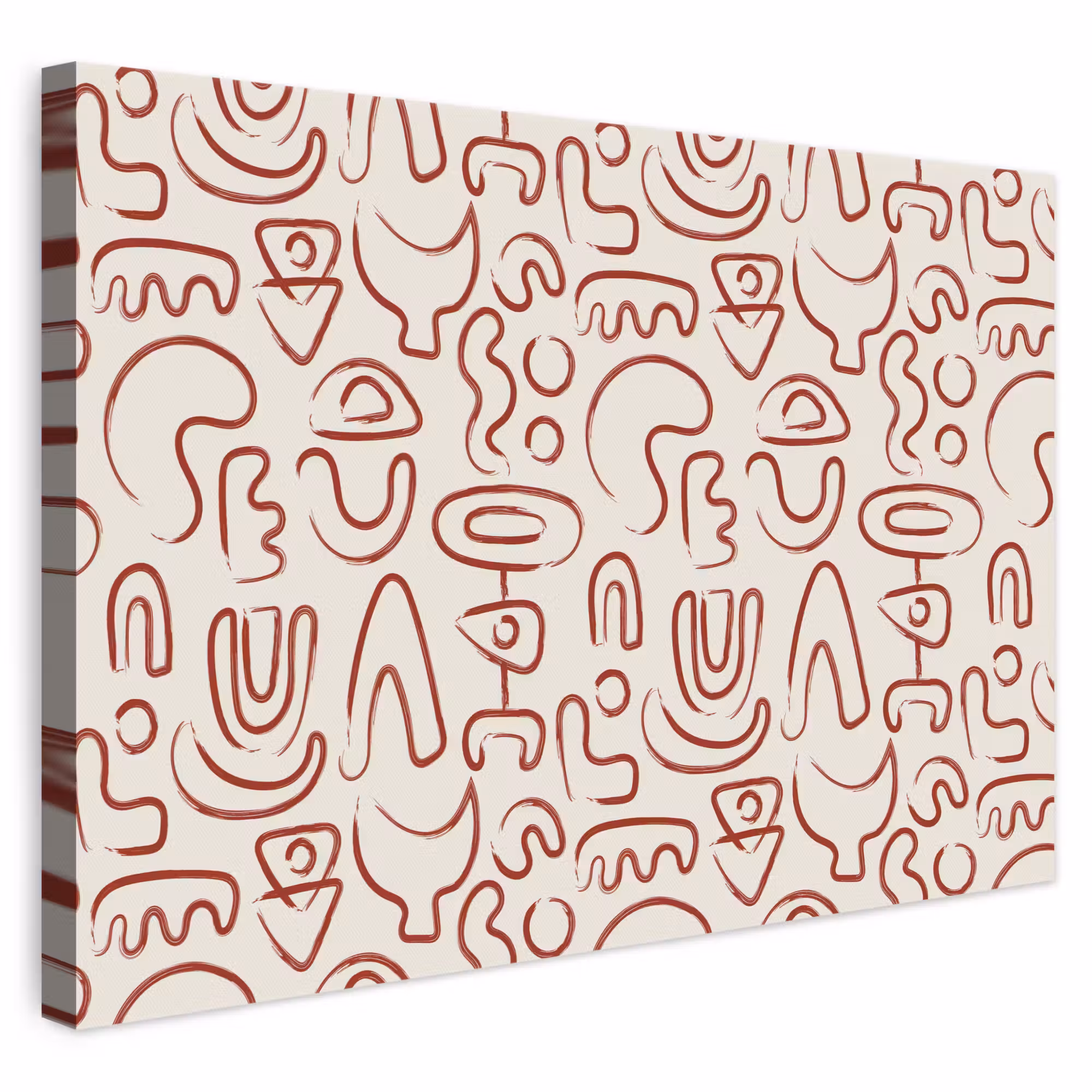 Leinwandbild - Beige - Formen - Rot - Muster