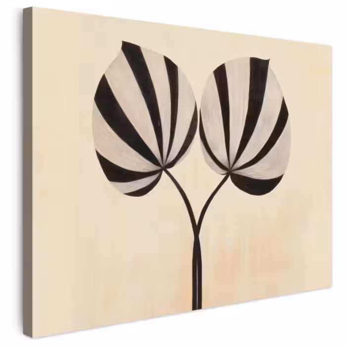 Leinwandbild - Blätter - Gestreift - Stängel - Beige