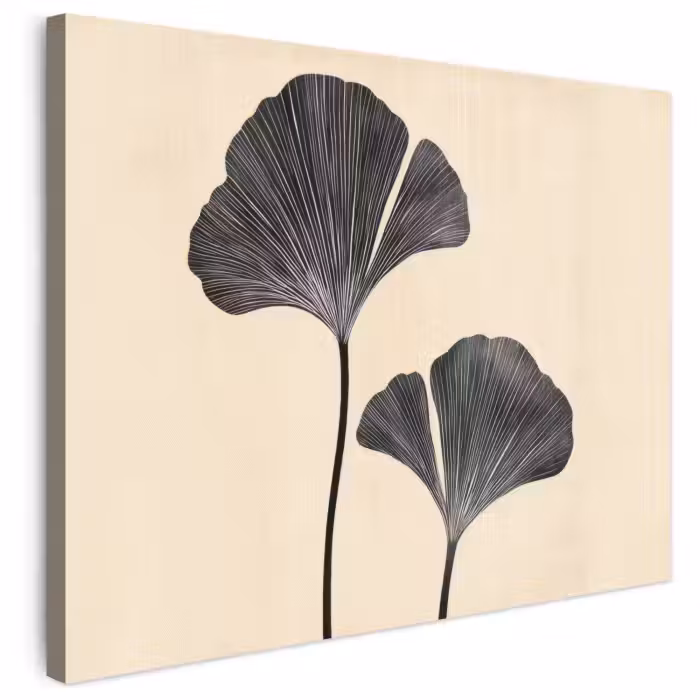 Leinwandbild - Blätter - Minimalistisch - Schwarz