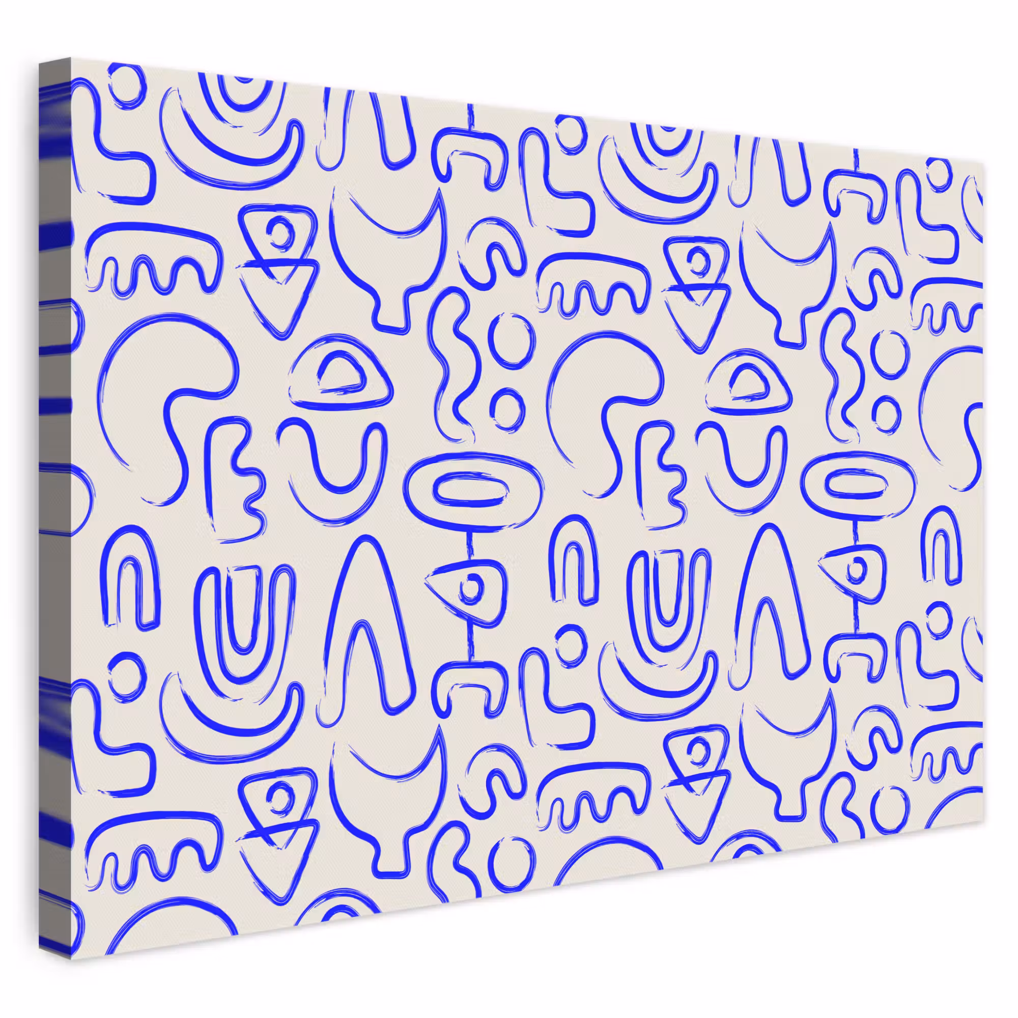 Leinwandbild - Blau - Muster - Abstrakt - Beige