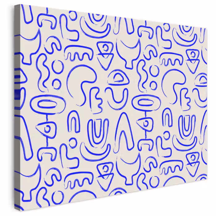Leinwandbild - Blau - Muster - Abstrakt - Beige