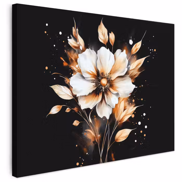 Leinwandbild - Blume - Farbe - Gold - Graffiti - Modern
