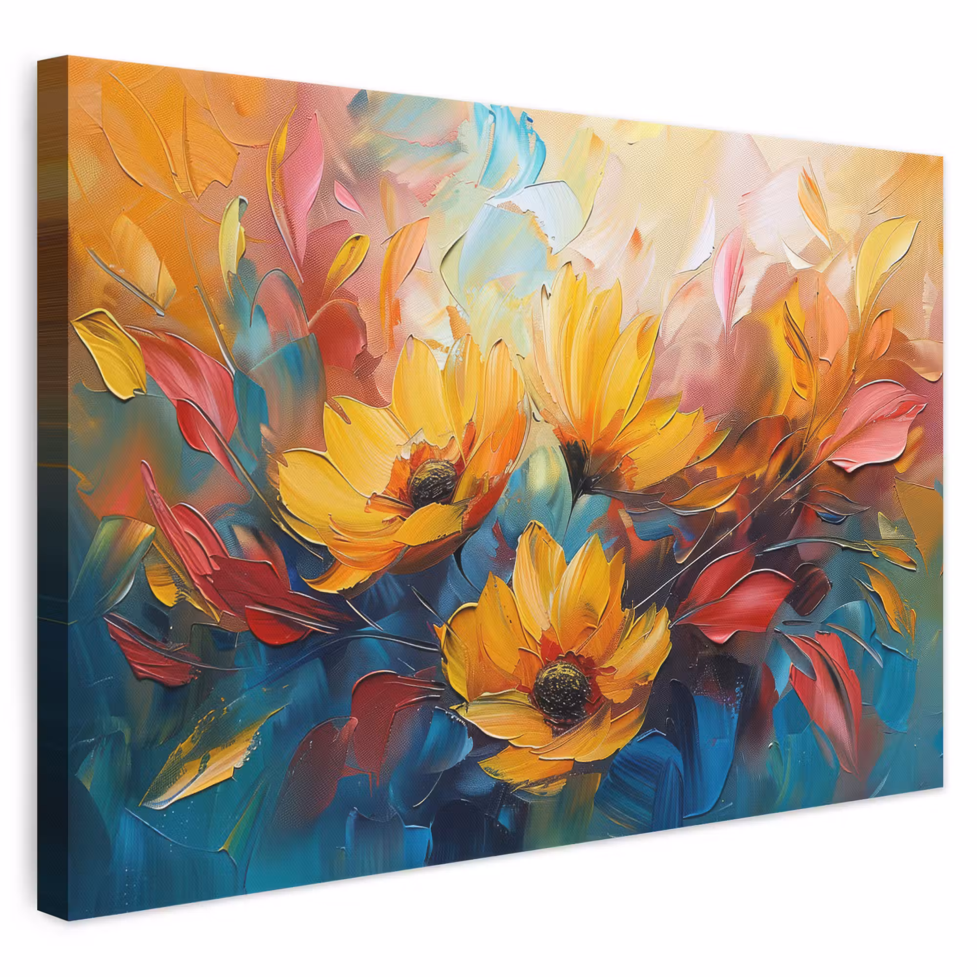Leinwandbild - Blumen - Dahlie - Kunst - Orange - Aquarell