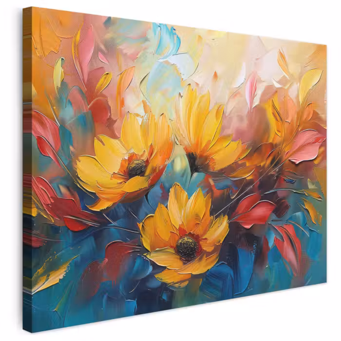 Leinwandbild - Blumen - Dahlie - Kunst - Orange - Aquarell