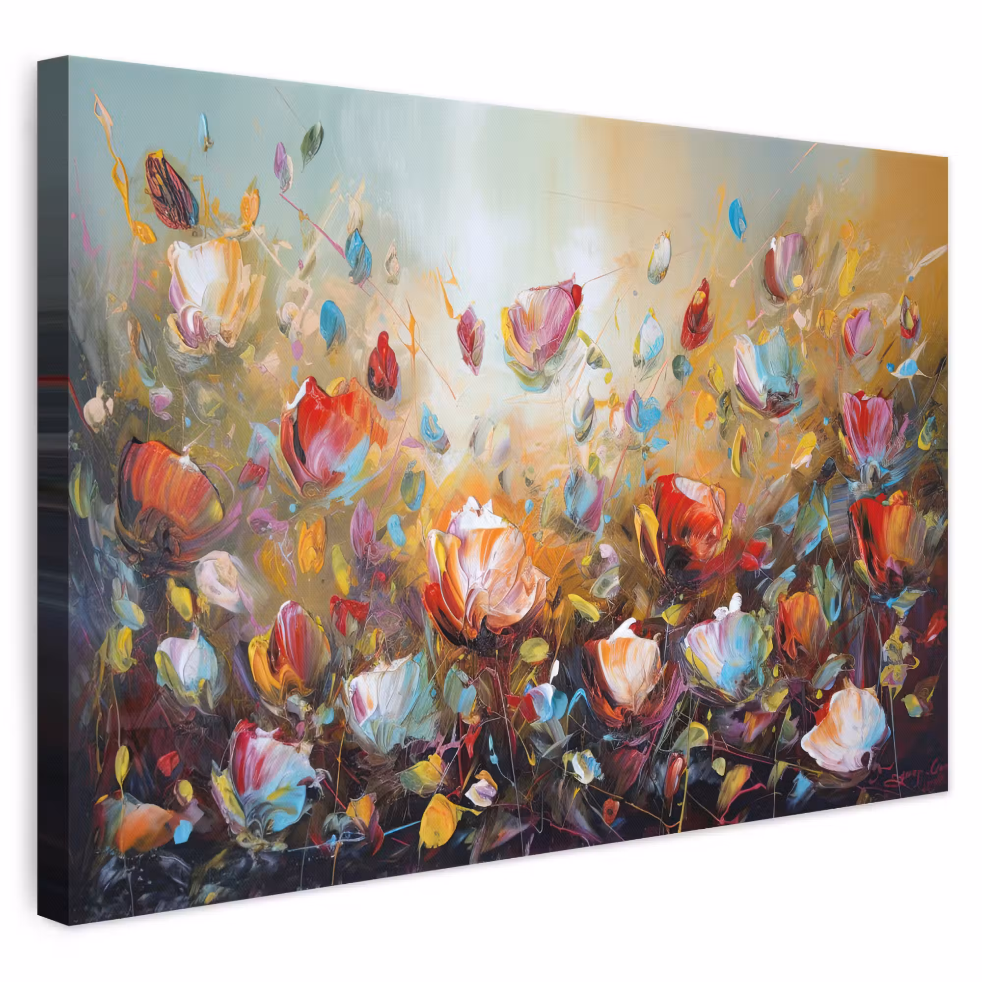 Leinwandbild - Blumen - Kunst - Natur - Ölgemälde