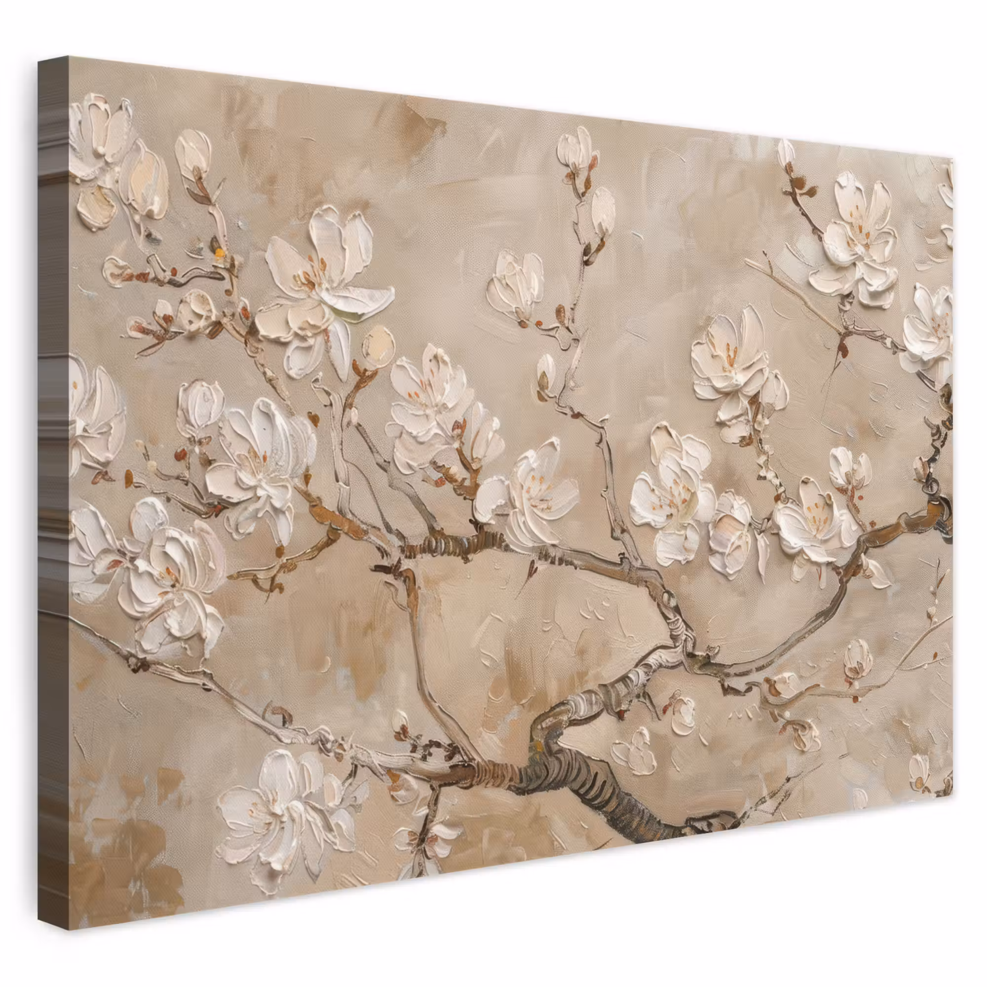 Leinwandbild - Blumen - Modern - Beige - Weiß - Blüte