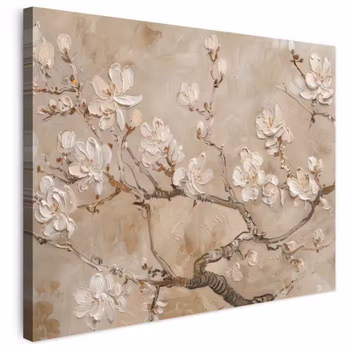 Leinwandbild - Blumen - Modern - Beige - Weiß - Blüte
