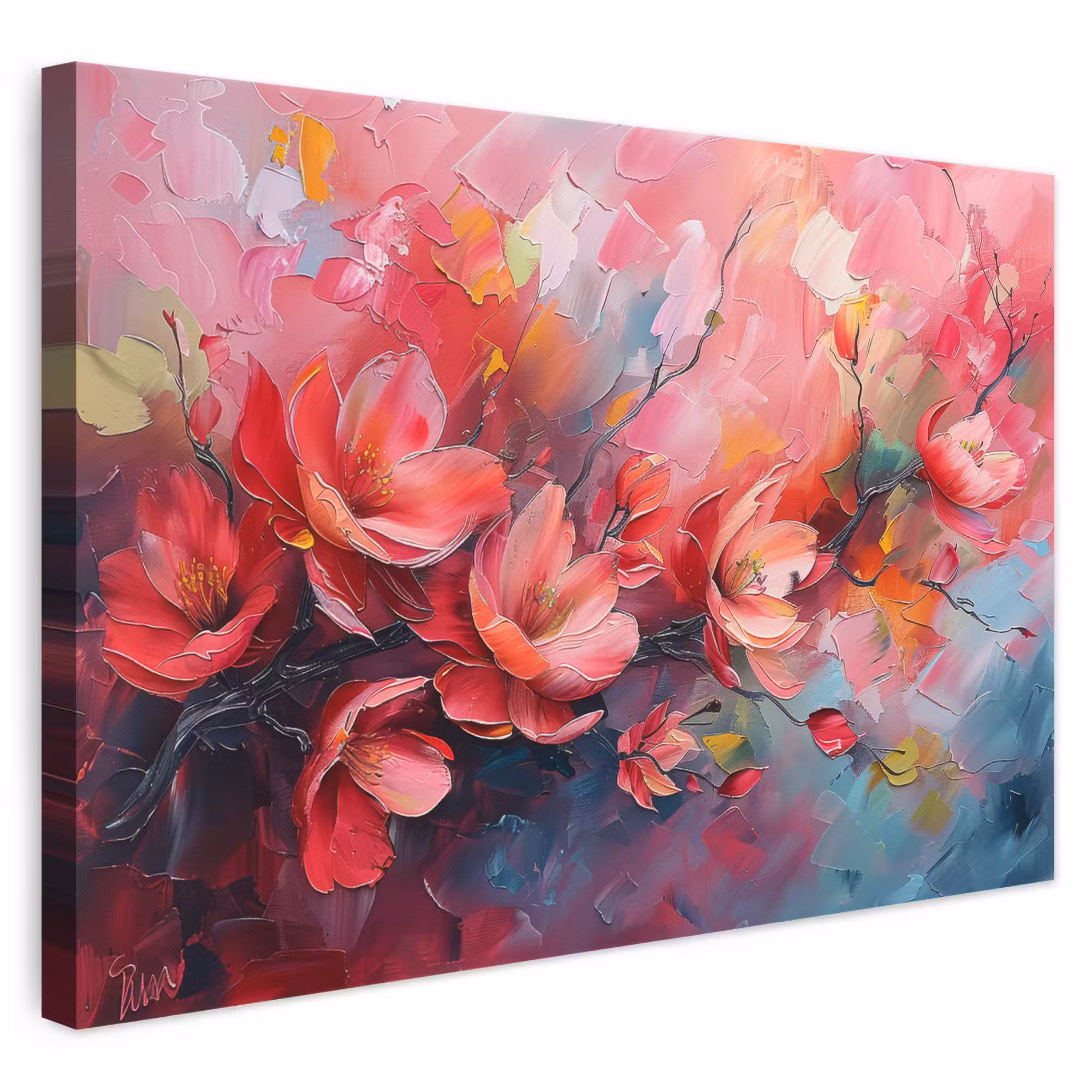 Leinwandbild - Blumen - Rosa - Aquarell - Natur - Kunst